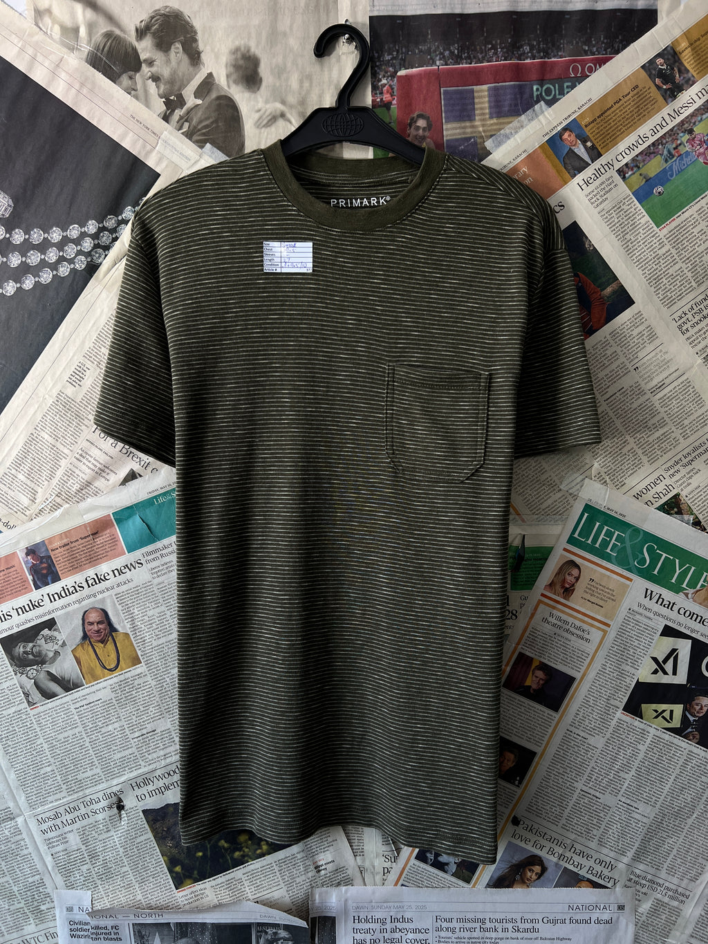 Primark® Small | Chest: 19.5" | Dark Olive | T-Shirt | 377 - Genuine Maal