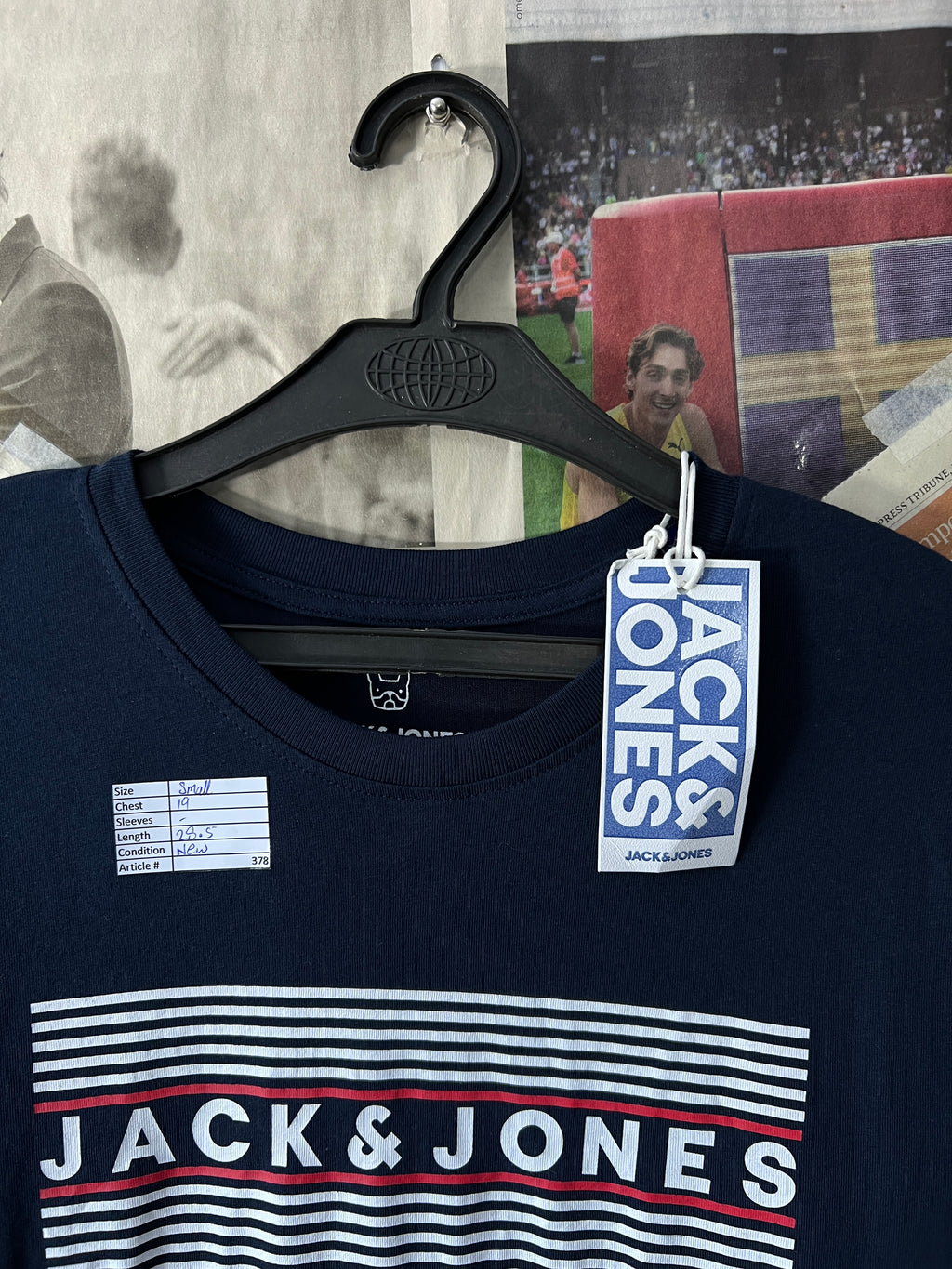 Jack & Jones® Small | Chest: 19" | Navy Blue | T-Shirt | 378 - Genuine Maal