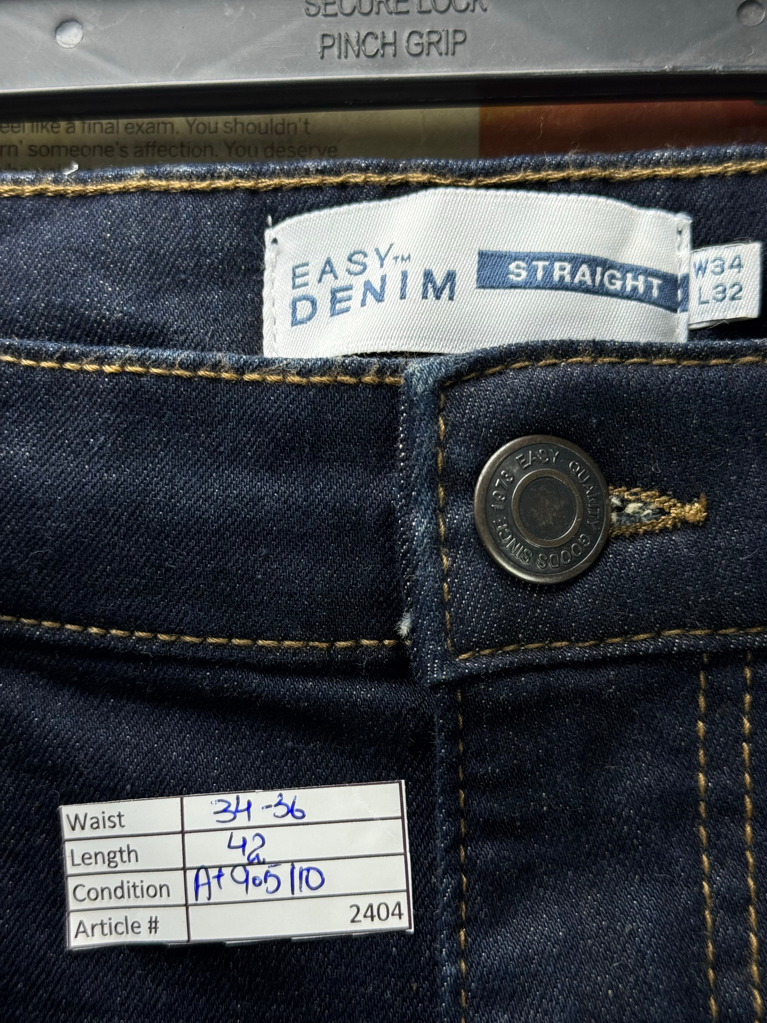Easy® Waist: 34" to 36" | Blue | Straight Fit Denim Pants | Cotton - Elastane | 2404 - Genuine Maal