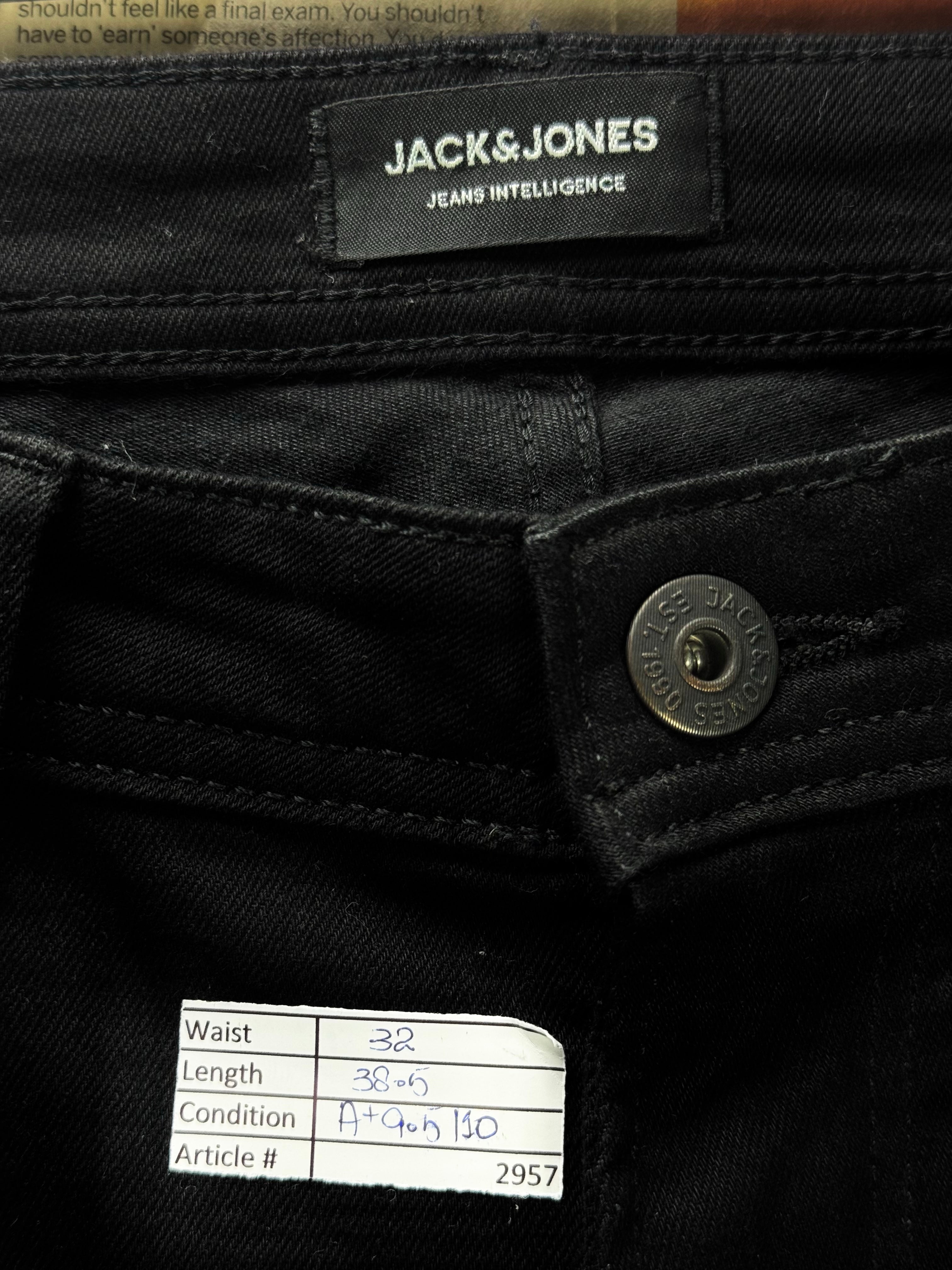 Jack&Jones® Waist: 32" | Black | Skinny Fit Denim Pants | Cotton - Elastane | 2957 - Genuine Maal