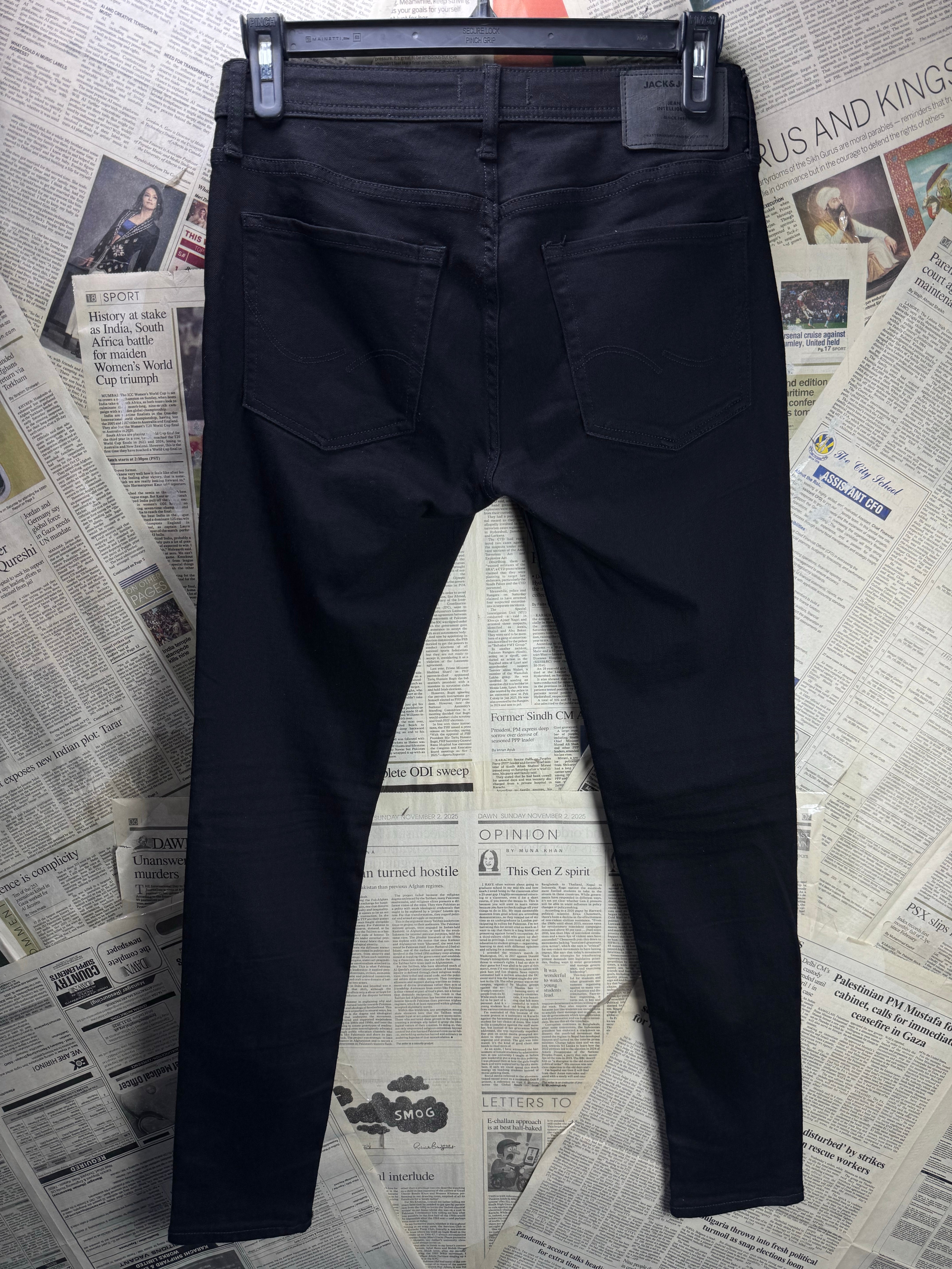 Jack&Jones® Waist: 32" | Black | Skinny Fit Denim Pants | Cotton - Elastane | 2957 - Genuine Maal