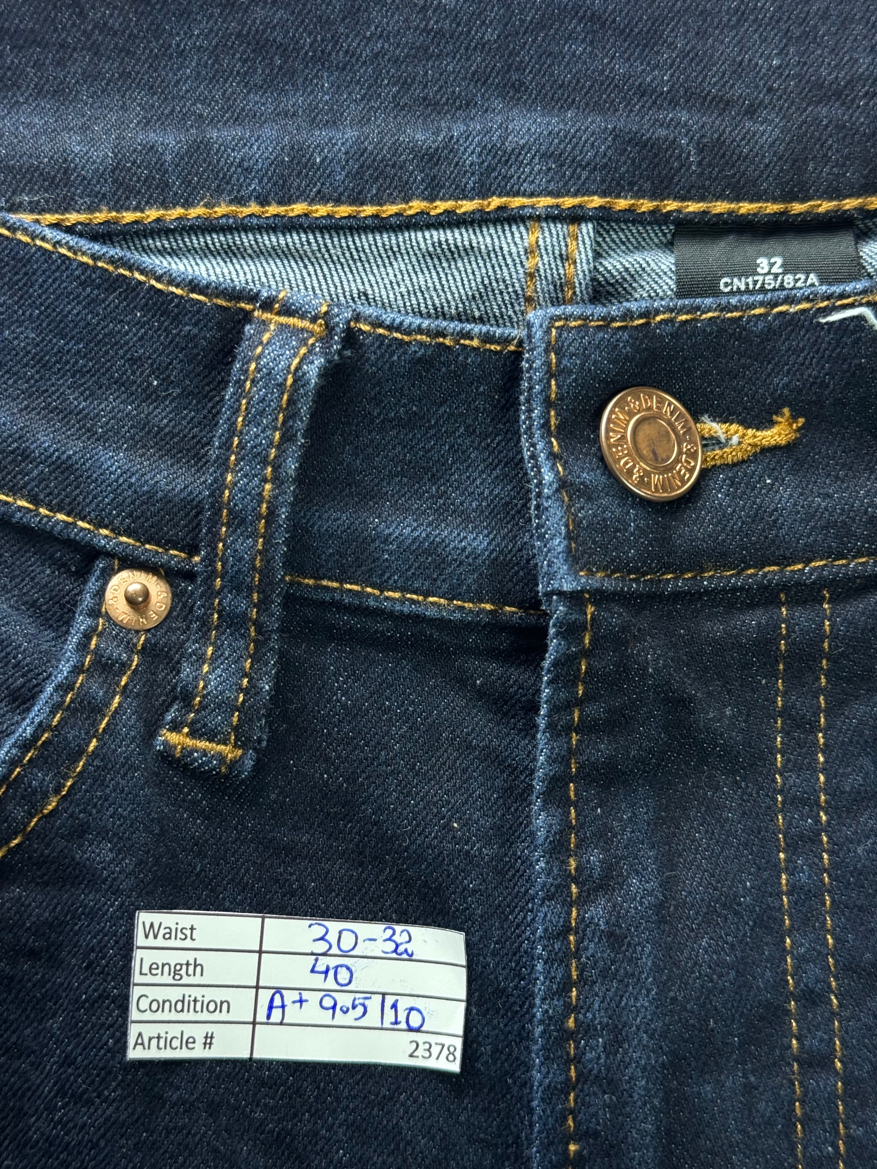 M&S® Waist: 30" to 32" | Blue | Skinny Fit Denim Pants | Cotton - Poly - Elastane | 2378 - Genuine Maal