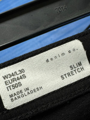 Denim Co.® Waist: 34" | Black | Slim Fit Denim Pants | Cotton - Elastane | 2955 - Genuine Maal