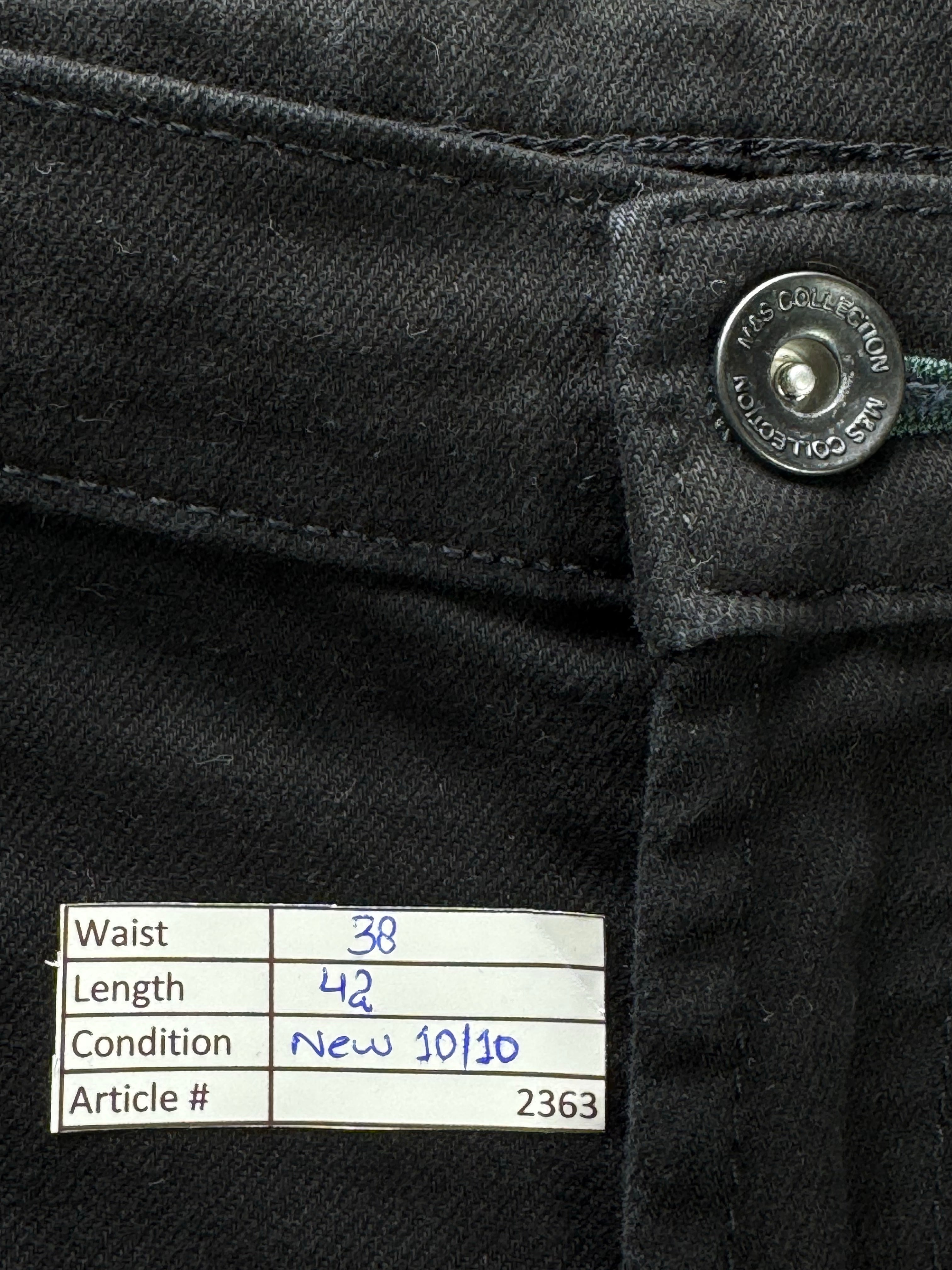 M&S® Waist: 38" | Black | Regular Fit Denim Pants | Cotton - Elastane | 2363 - Genuine Maal