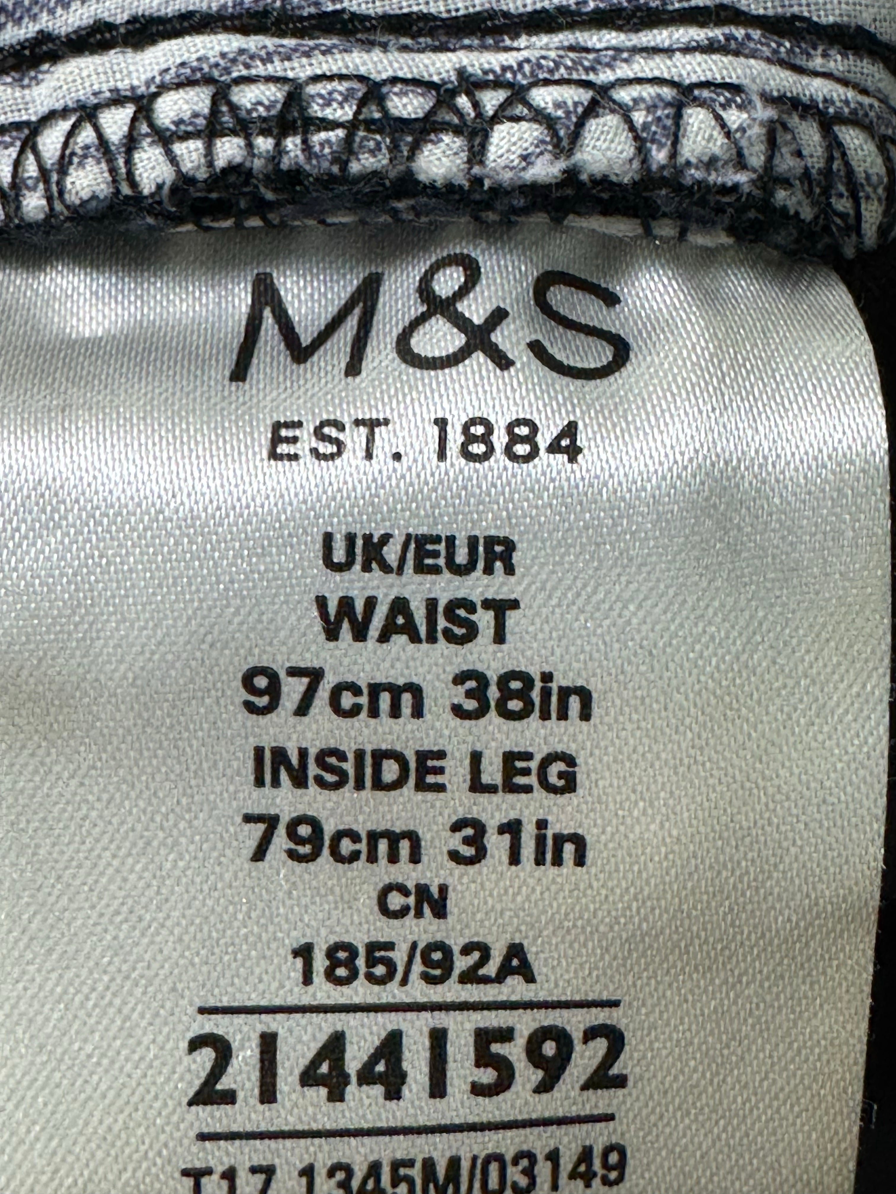 M&S® Waist: 38" | Black | Regular Fit Denim Pants | Cotton - Elastane | 2363 - Genuine Maal