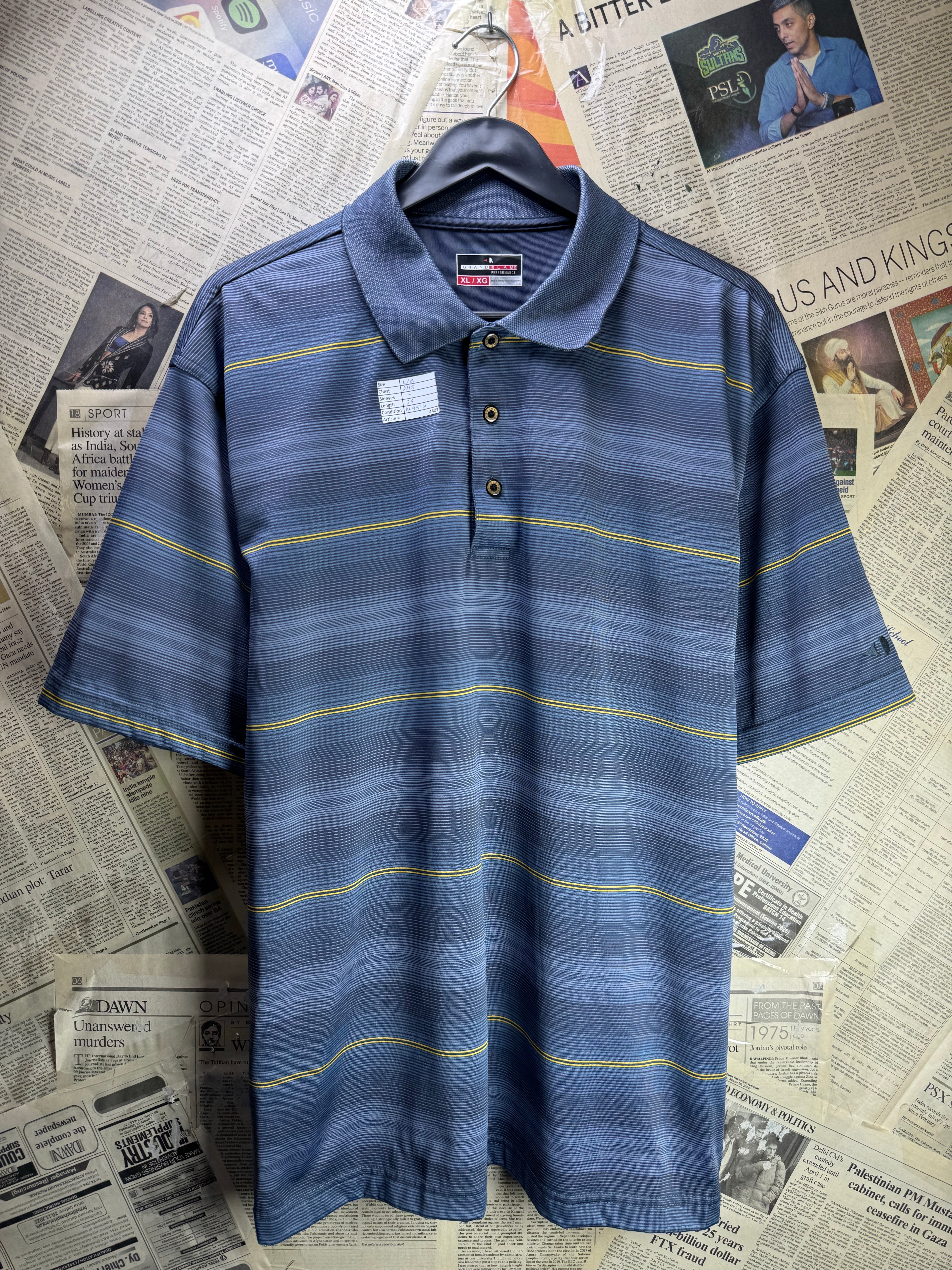 Grandslam® L/XL | Chest: 24.5" | Stripe | Golf Polo | Polyester | 4407 - Genuine Maal