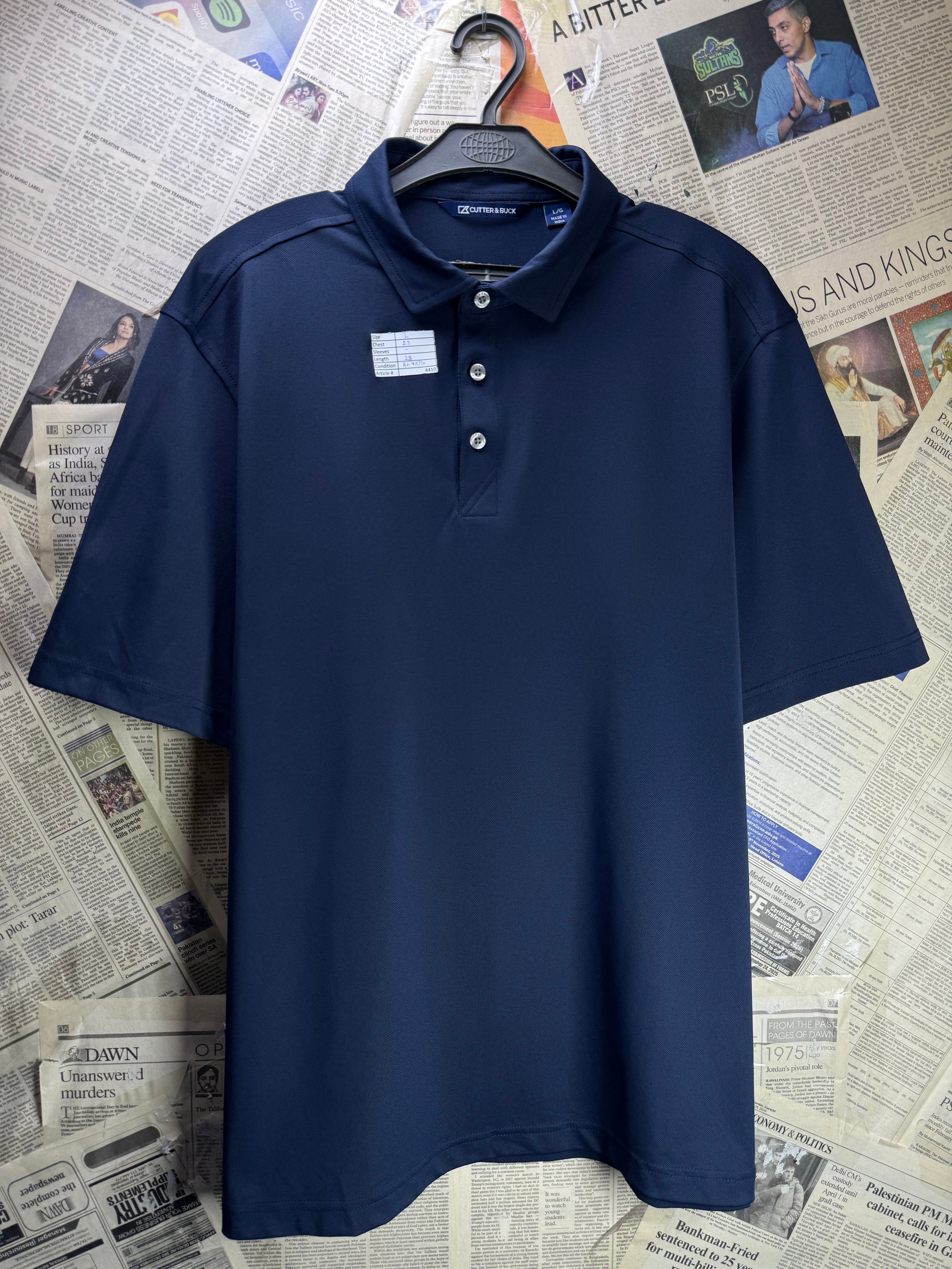 Cutter & Buck® Large | Chest: 23" | Blue | Golf Polo | Poly - Spandex | 4410 - Genuine Maal
