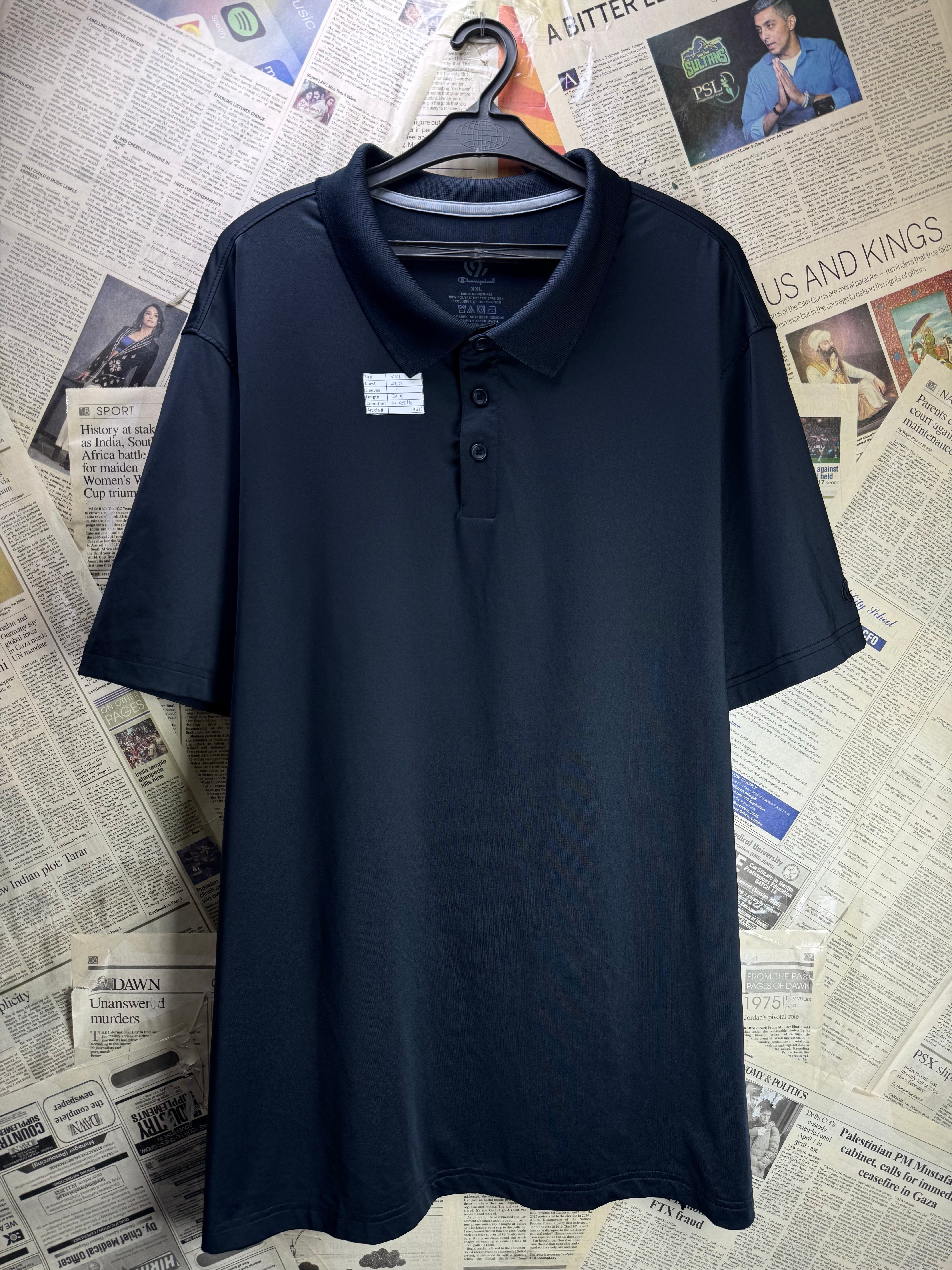 Champion® XXL | Chest: 26.5" | Black | Golf Polo | Poly - Spandex | 4611 - Genuine Maal