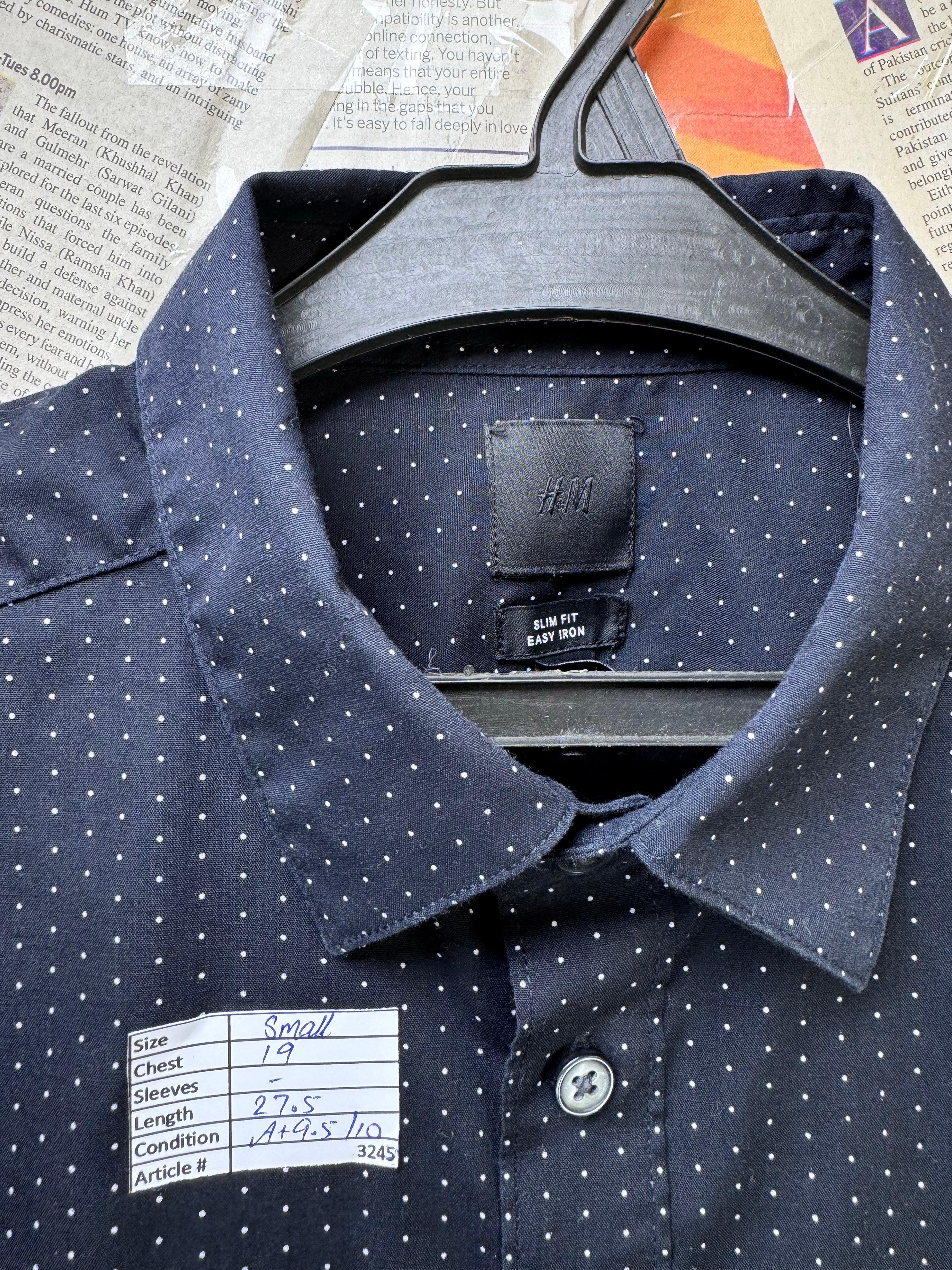 H&M® Small | Chest: 19" | Space Blue with Polka dots | Shirt | Poly - Cotton | 3245 - Genuine Maal