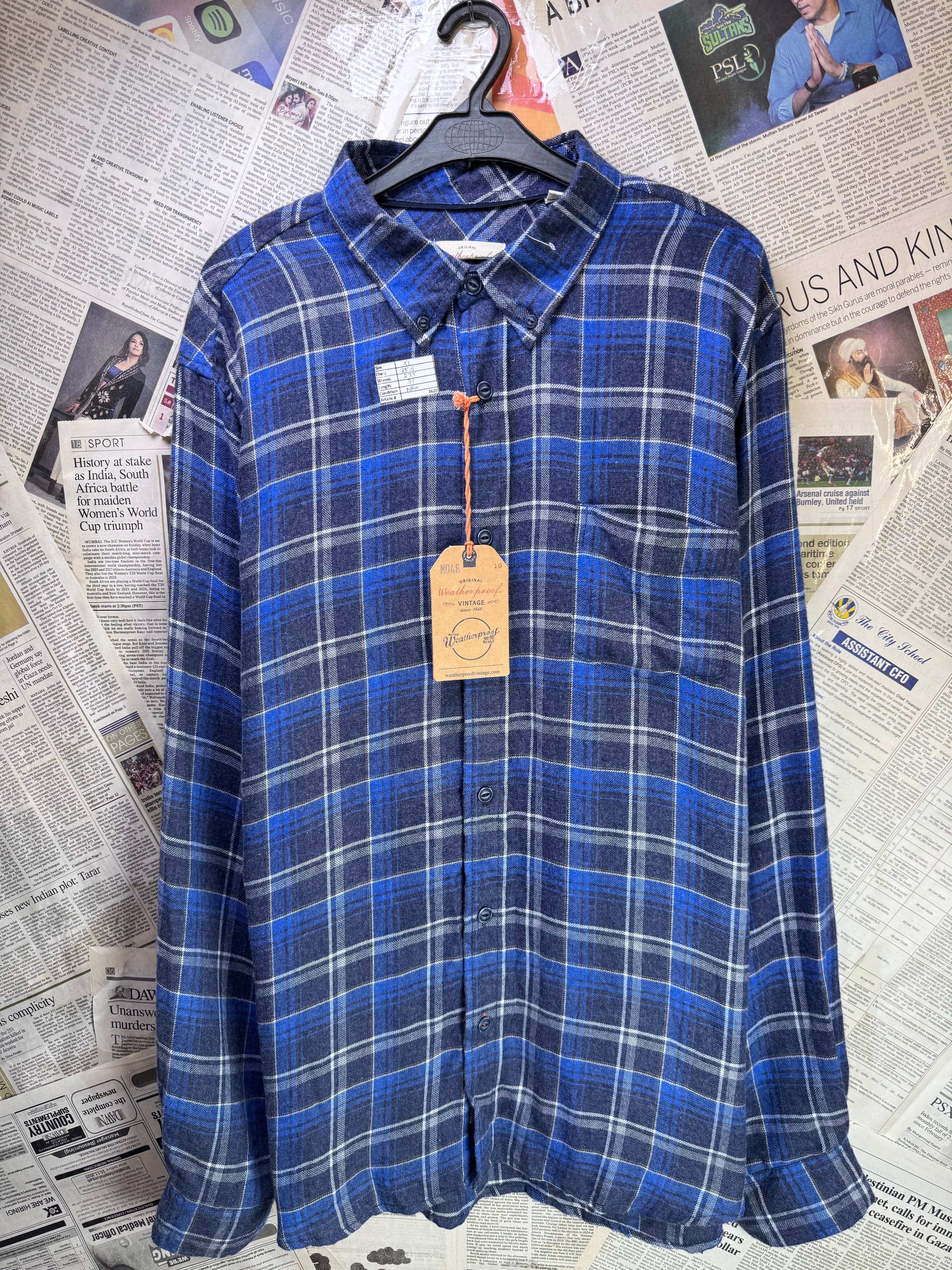 Weatherproof® XL | Chest: 25.5" | Blue Check | Shirt | Rayon - Poly | 3620 - Genuine Maal