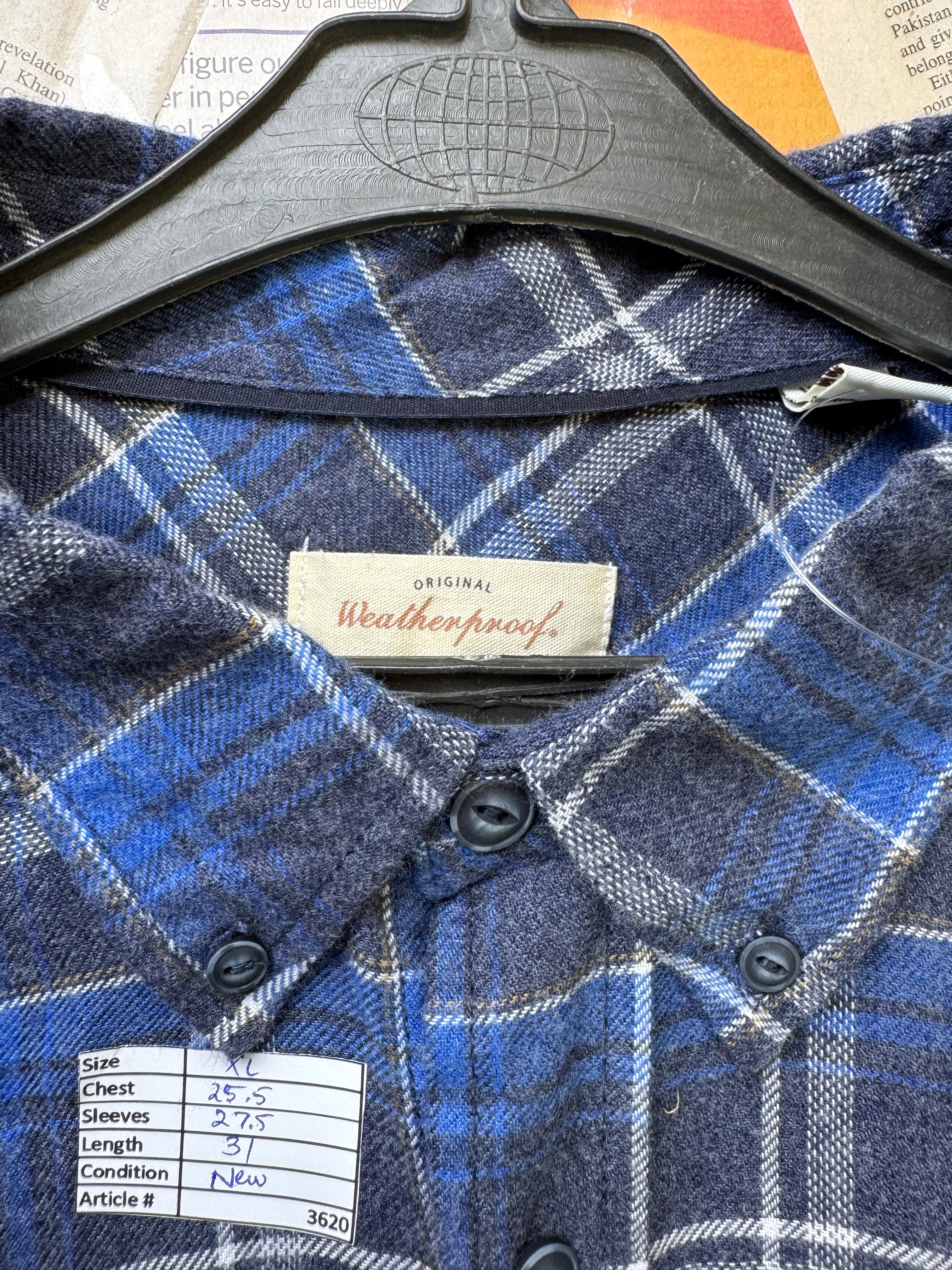 Weatherproof® XL | Chest: 25.5" | Blue Check | Shirt | Rayon - Poly | 3620 - Genuine Maal