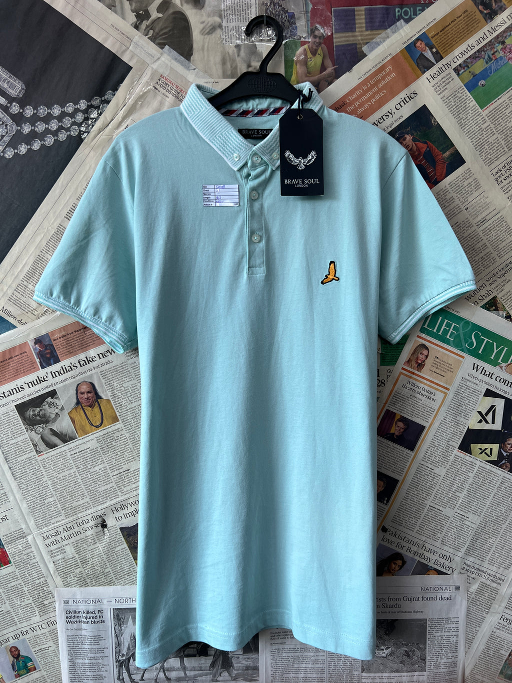 Brave Soul® Small | Chest: 21" | Cyan | Polo | 648 - Genuine Maal