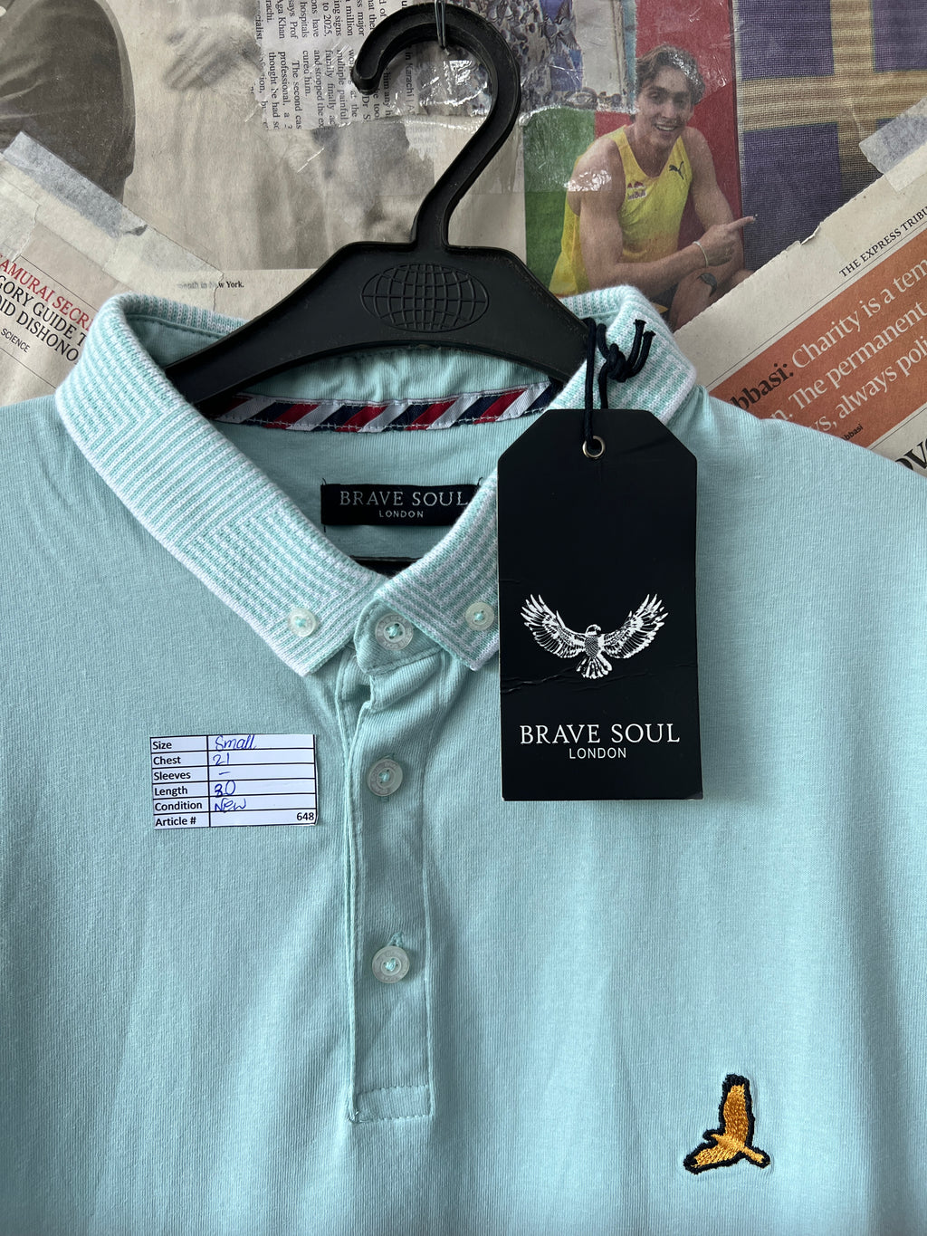 Brave Soul® Small | Chest: 21" | Cyan | Polo | 648 - Genuine Maal