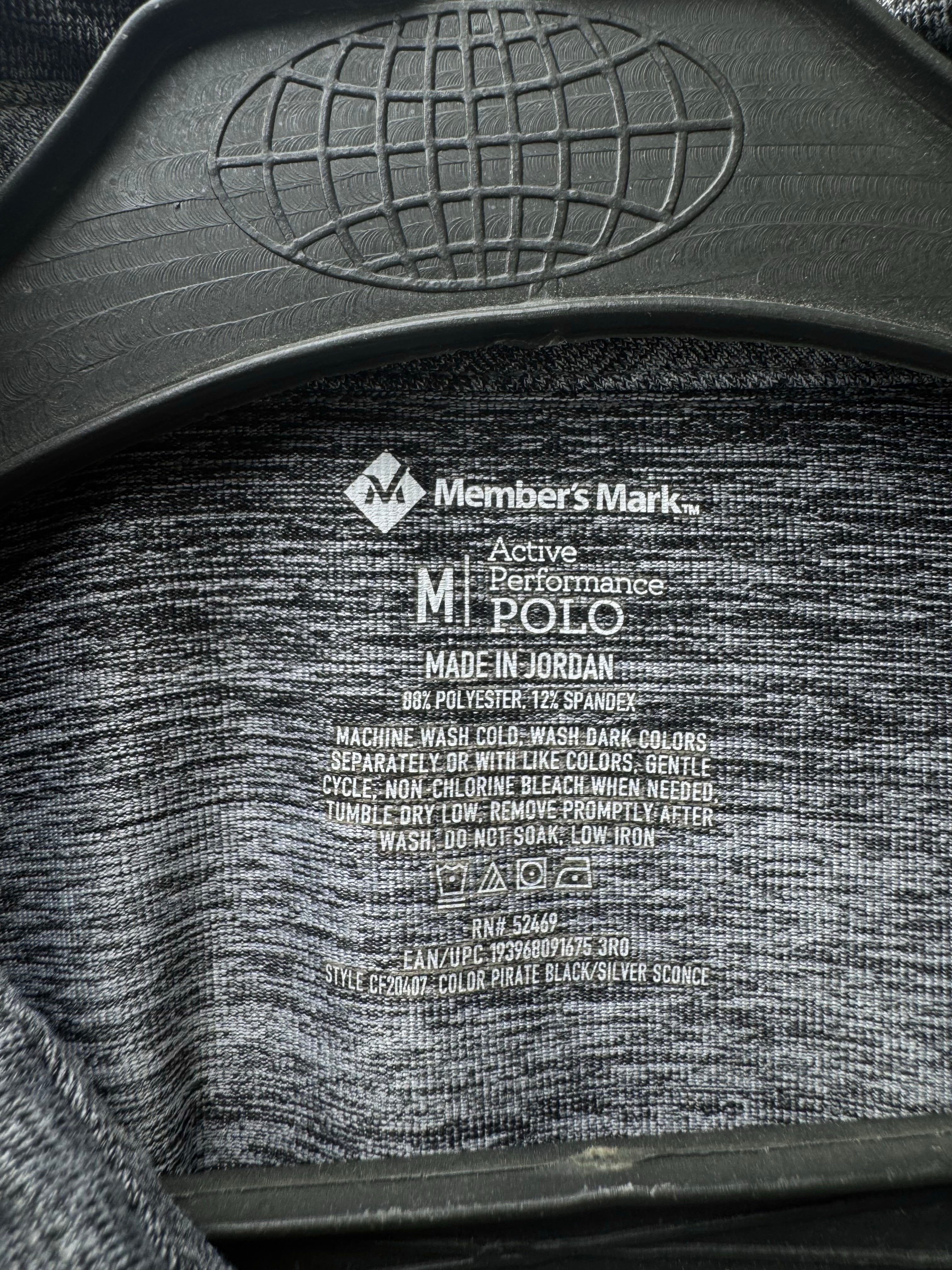 Member's Mark® Medium | Chest: 22.5" | Private Black - Silver | Golf Polo | Poly - Spandex | 4798 - Genuine Maal