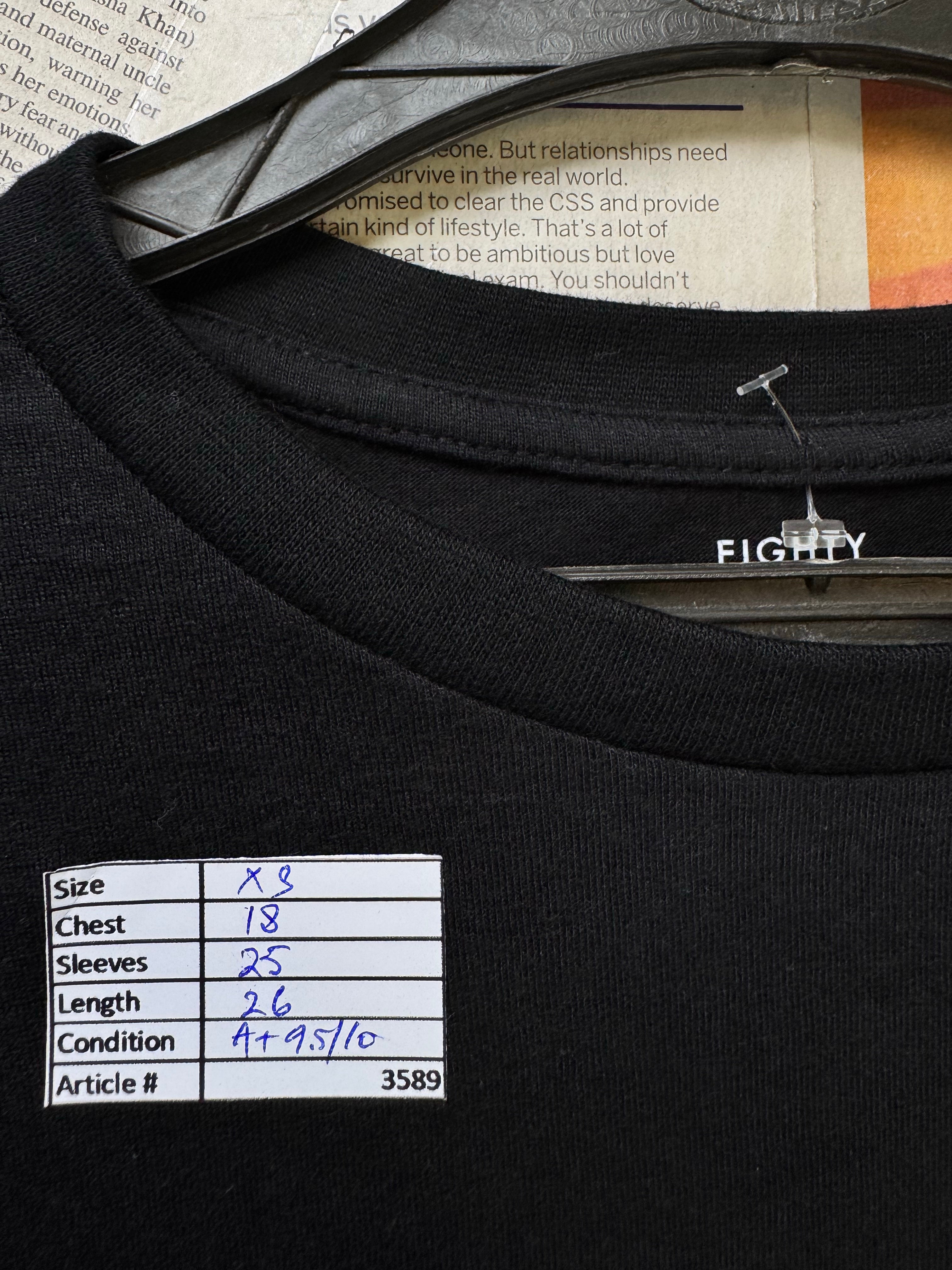 Eight® XS | Chest: 18" | Black | Fullsleeves T-Shirt | Cotton | 3589 - Genuine Maal