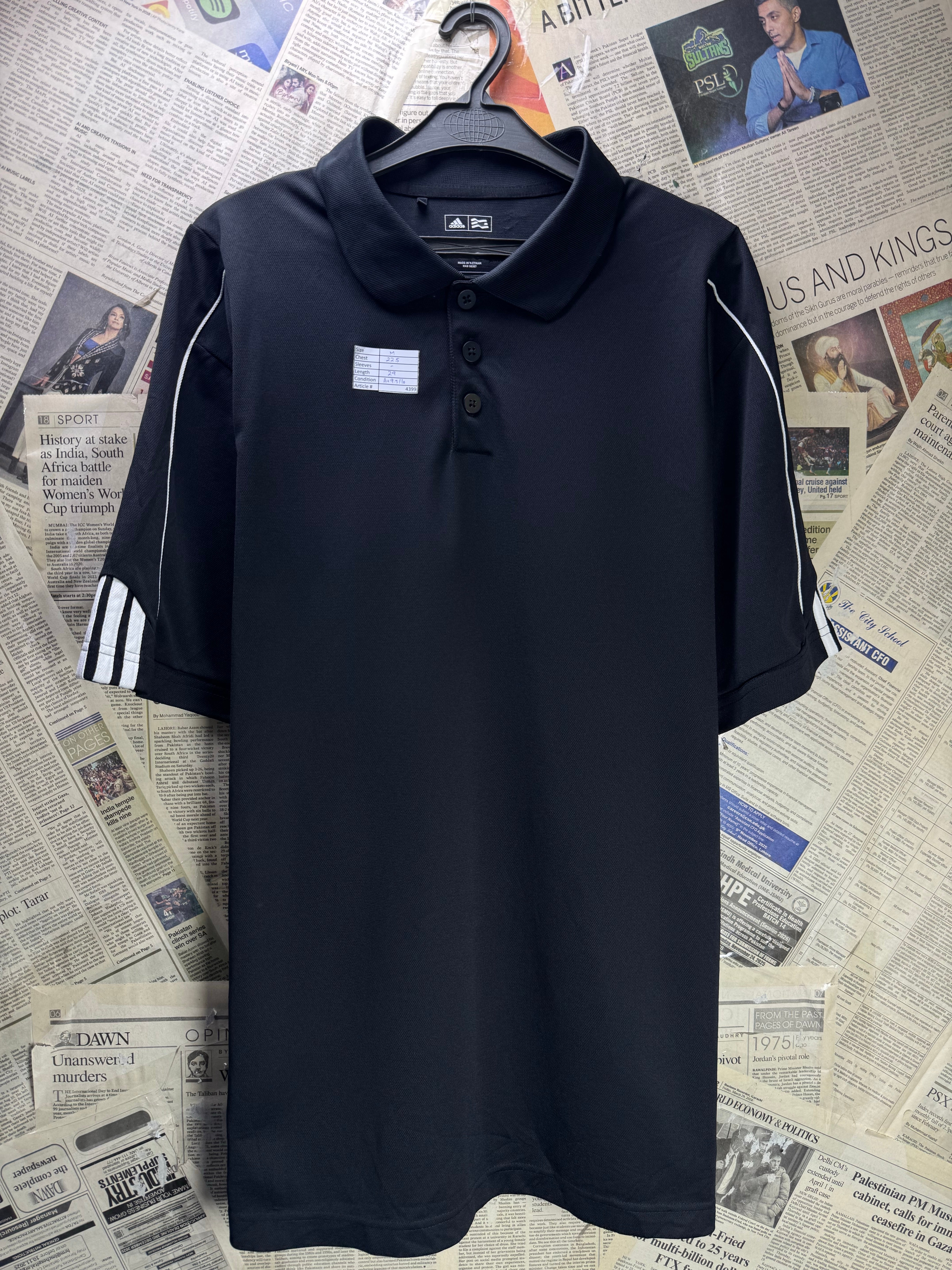Adid*s® Medium | Chest: 22.5" | Black | Golf Polo | Polyester | 4399 - Genuine Maal