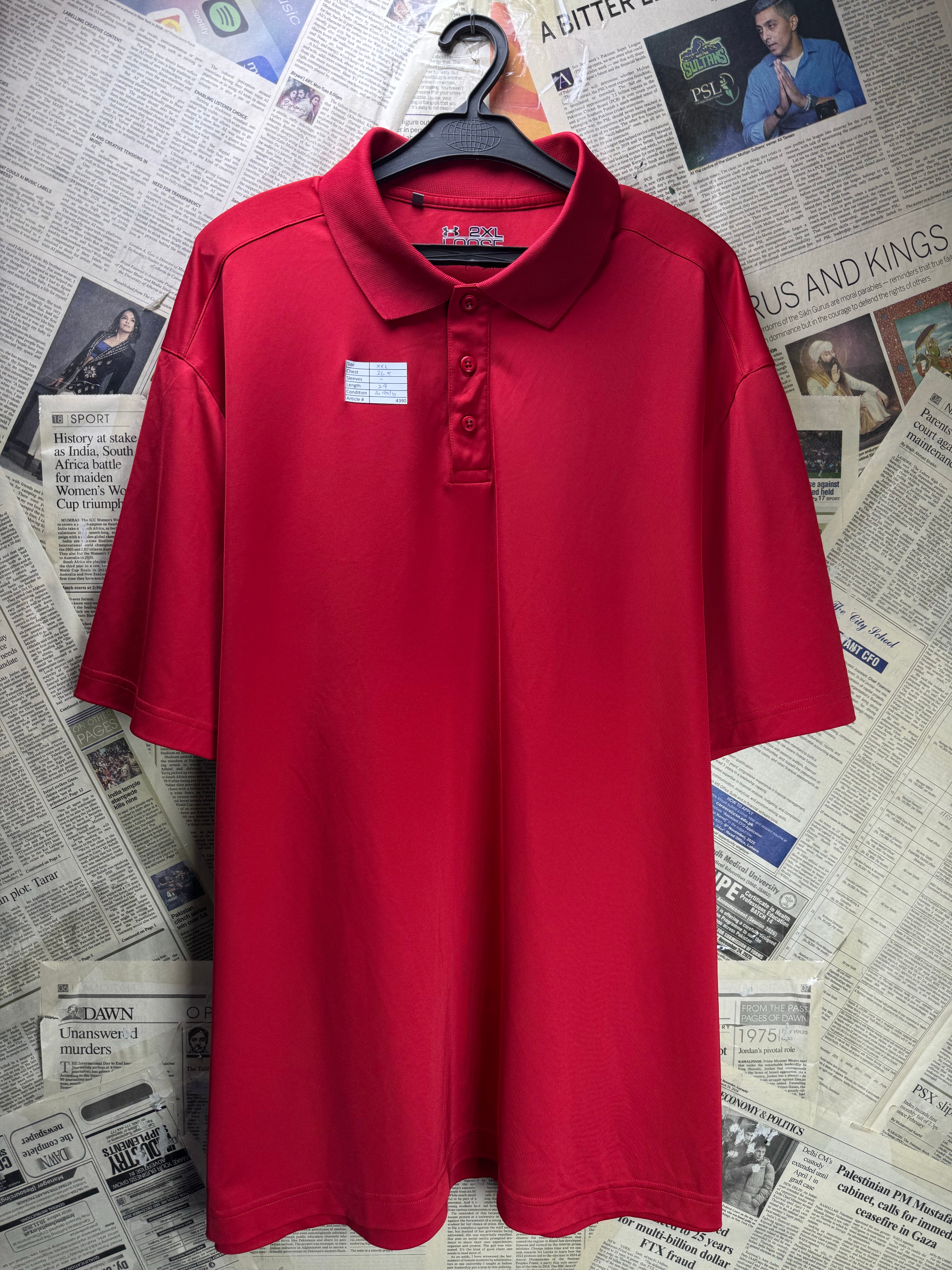 Under Armour® XXL | Chest: 26.5" | Red | Golf Polo | Poly - Spandex | 4390 - Genuine Maal