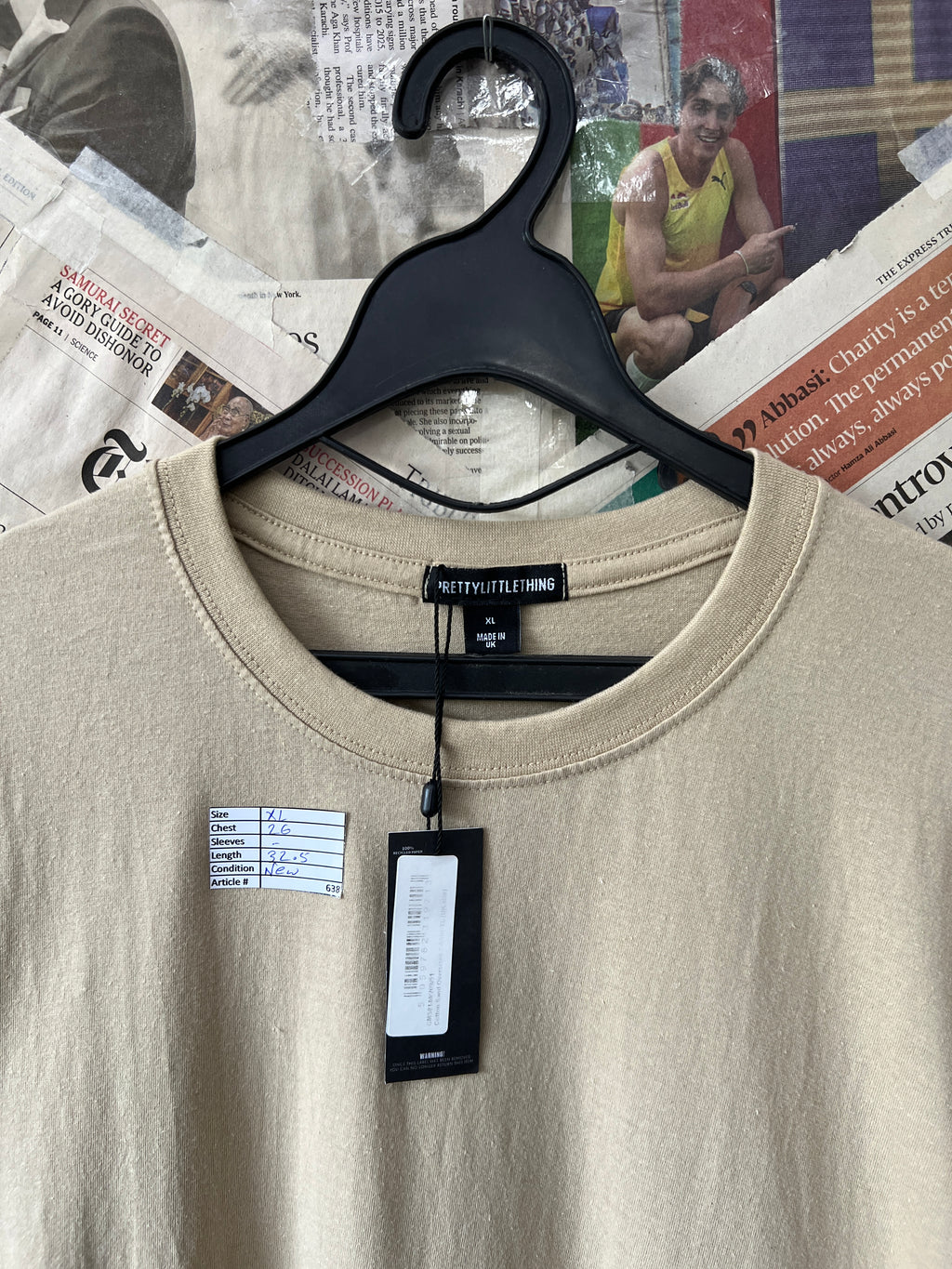 Pretty Little Thing® XL | Chest: 26" | Sand | T-Shirt | 638 - Genuine Maal