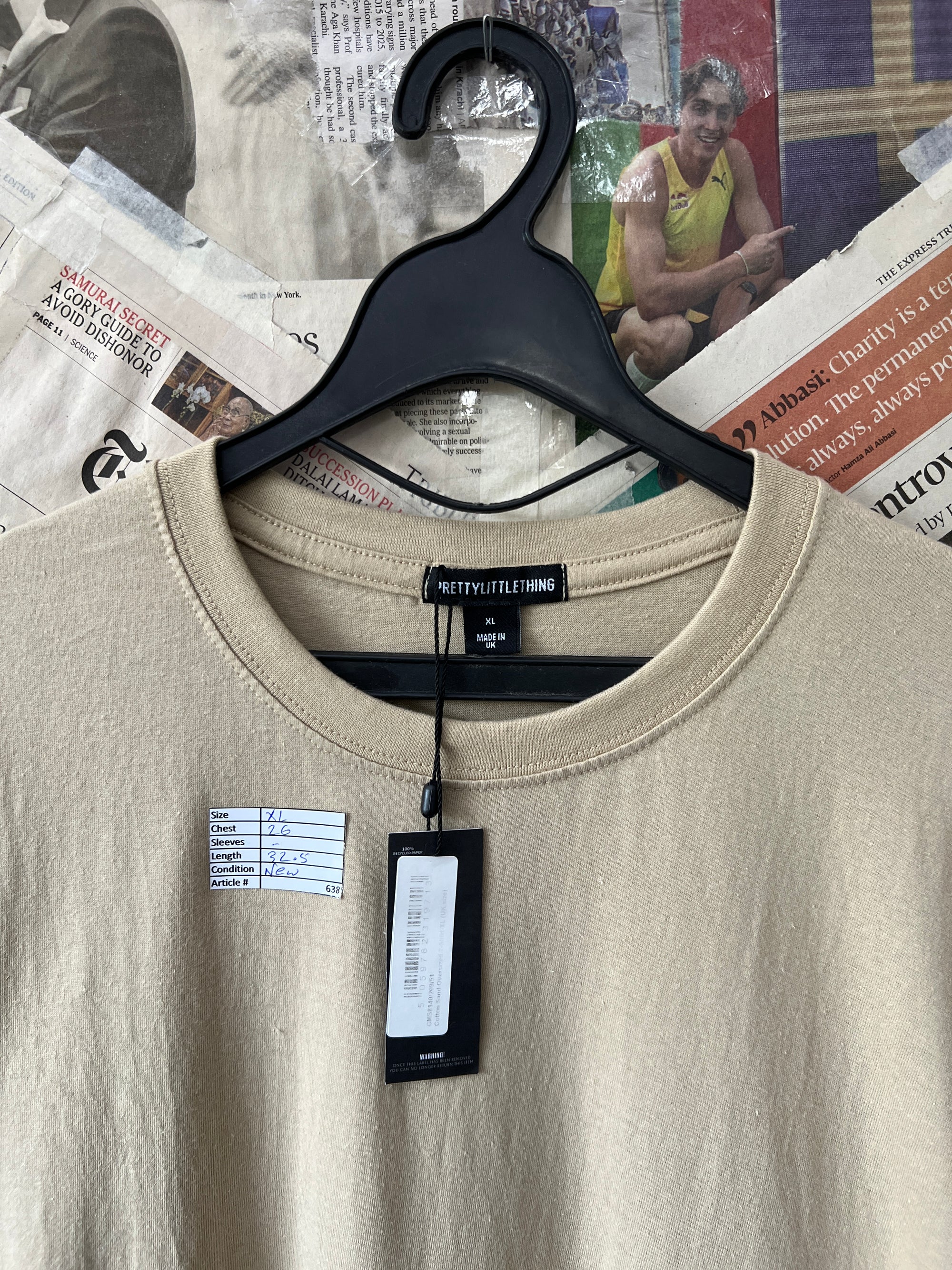 Pretty Little Thing® XL | Chest: 26" | Sand | T-Shirt | 638 - Genuine Maal