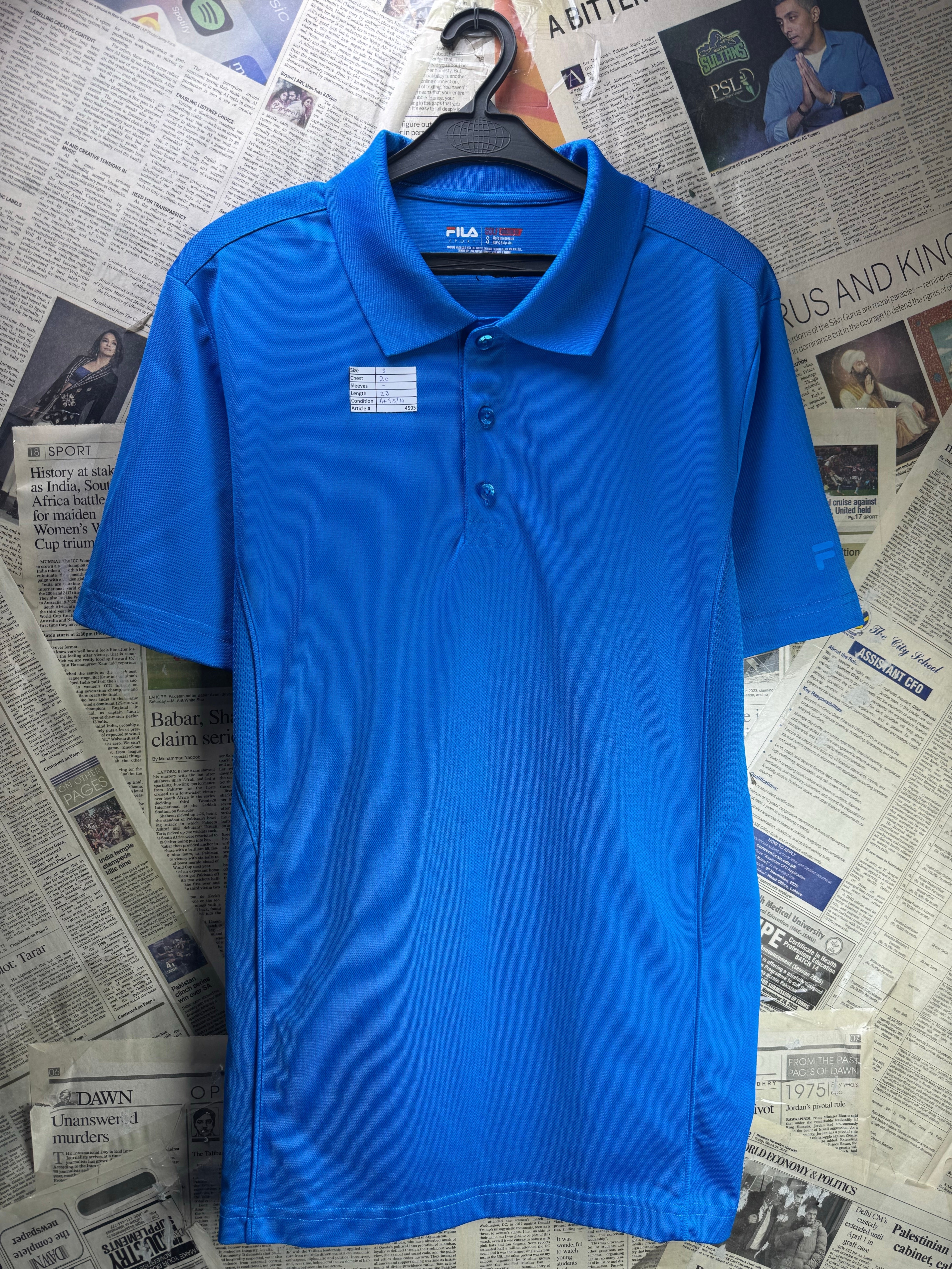 FILA® Small | Chest: 20" | Light - Blue | Golf Polo | Poly - Spandex | 4595 - Genuine Maal