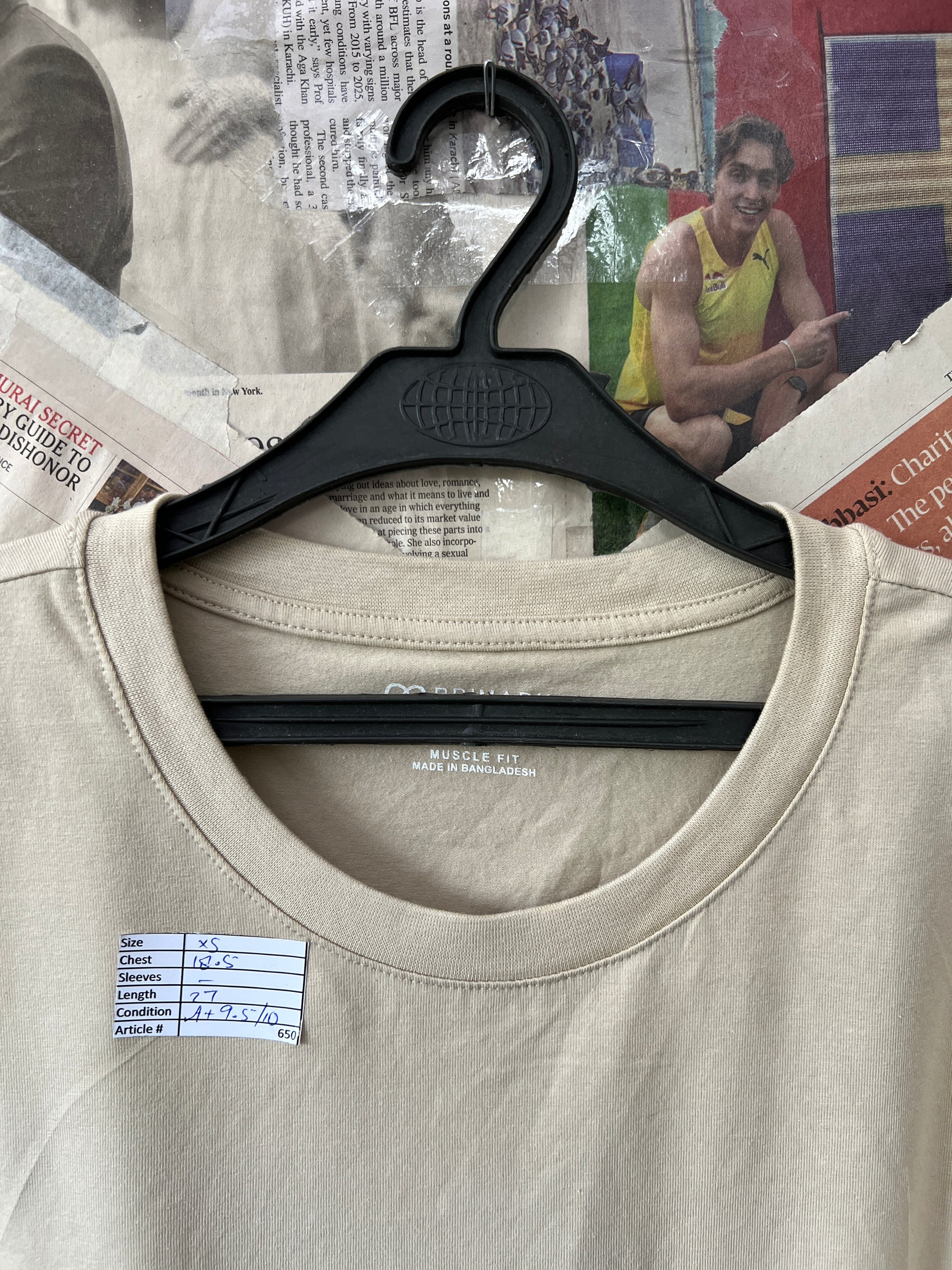 Primark® XS | Chest: 18.5" | Sand | T-Shirt | 650 - Genuine Maal