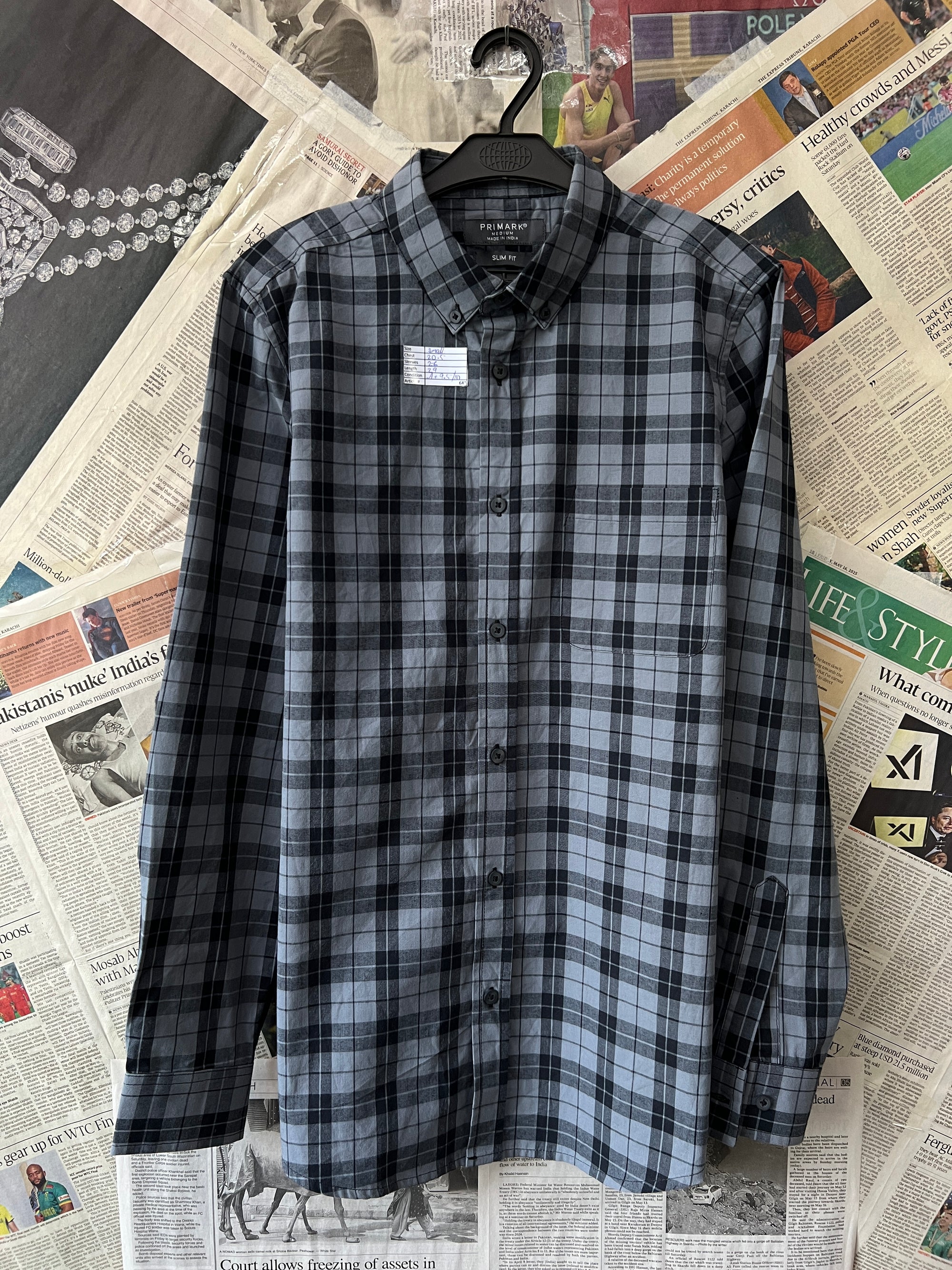 Primark® Small | Chest: 20.5" | Check | Shirt | 647 - Genuine Maal