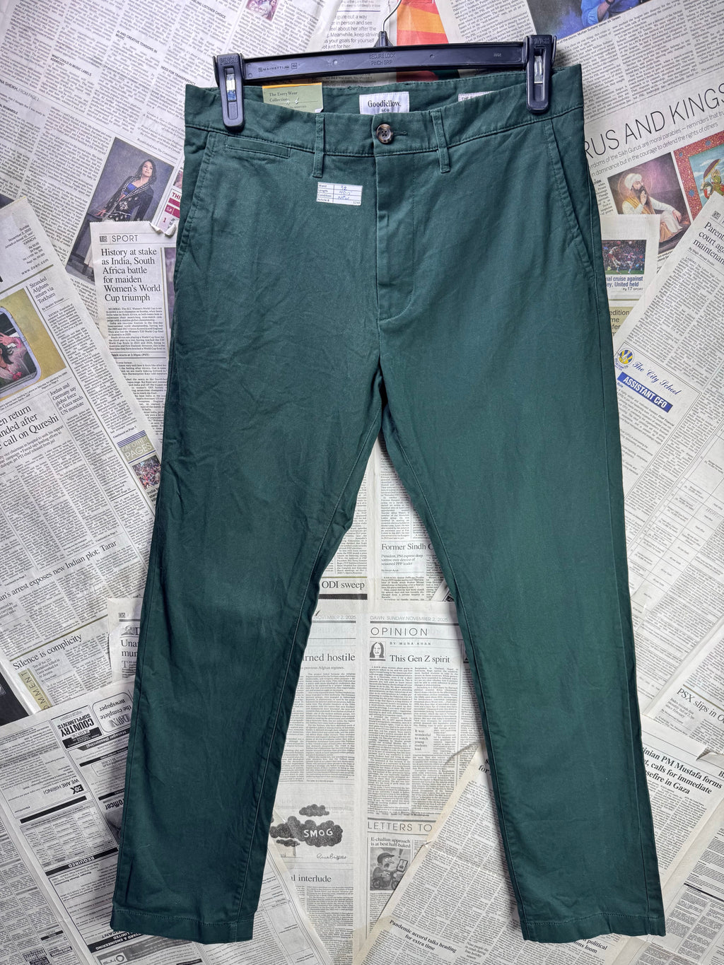 Goodfellow® Waist: 32" | Dark Green | Slim Fit Chino Pants | Cotton - Spandex | 1248 - Genuine Maal