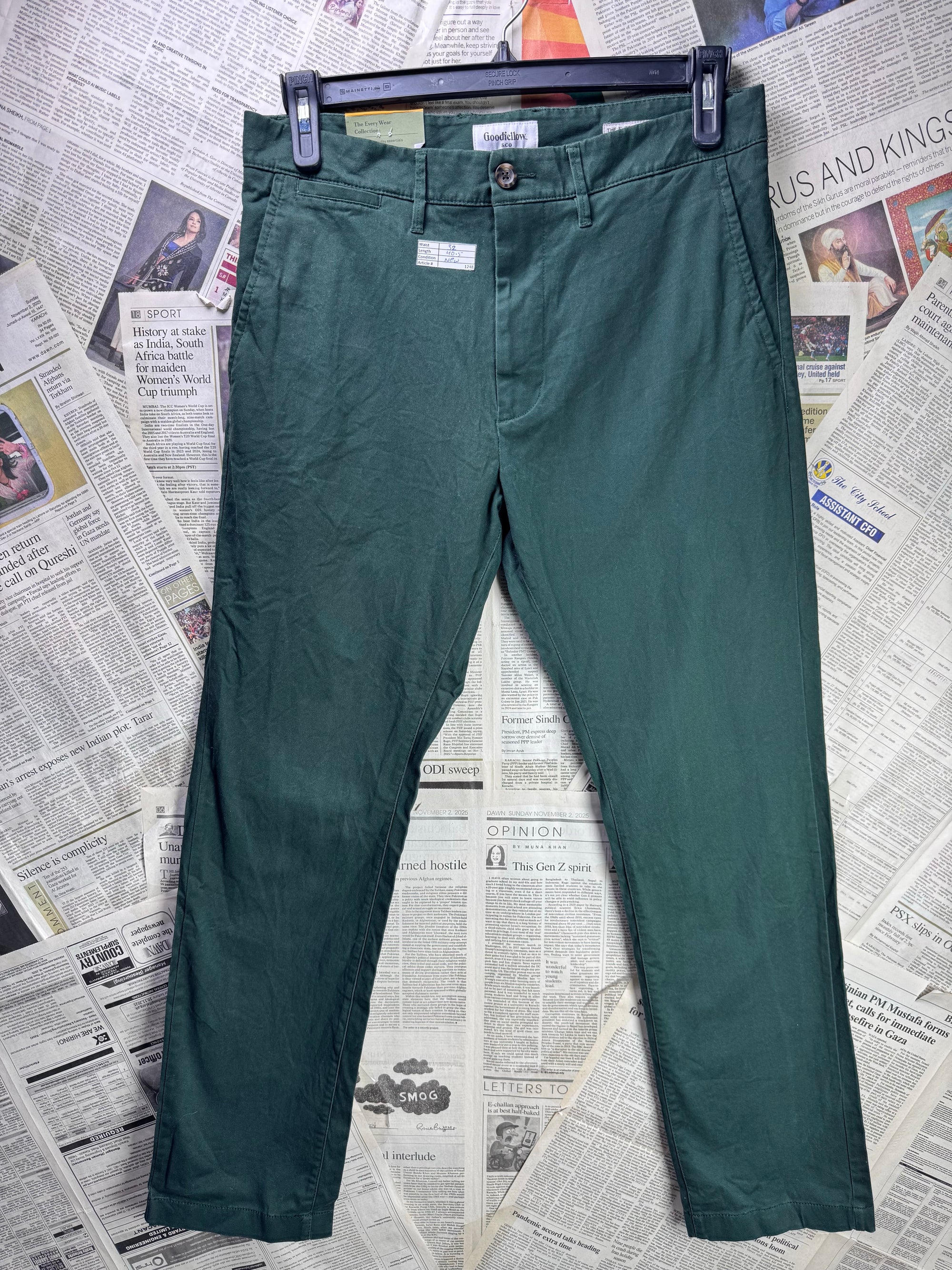 Goodfellow® Waist: 32" | Dark Green | Slim Fit Chino Pants | Cotton - Spandex | 1248 - Genuine Maal