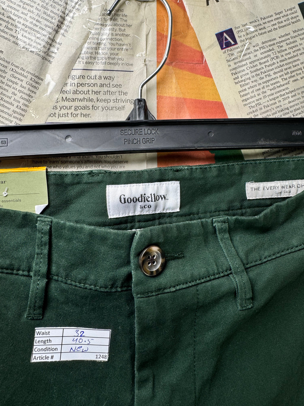 Goodfellow® Waist: 32" | Dark Green | Slim Fit Chino Pants | Cotton - Spandex | 1248 - Genuine Maal