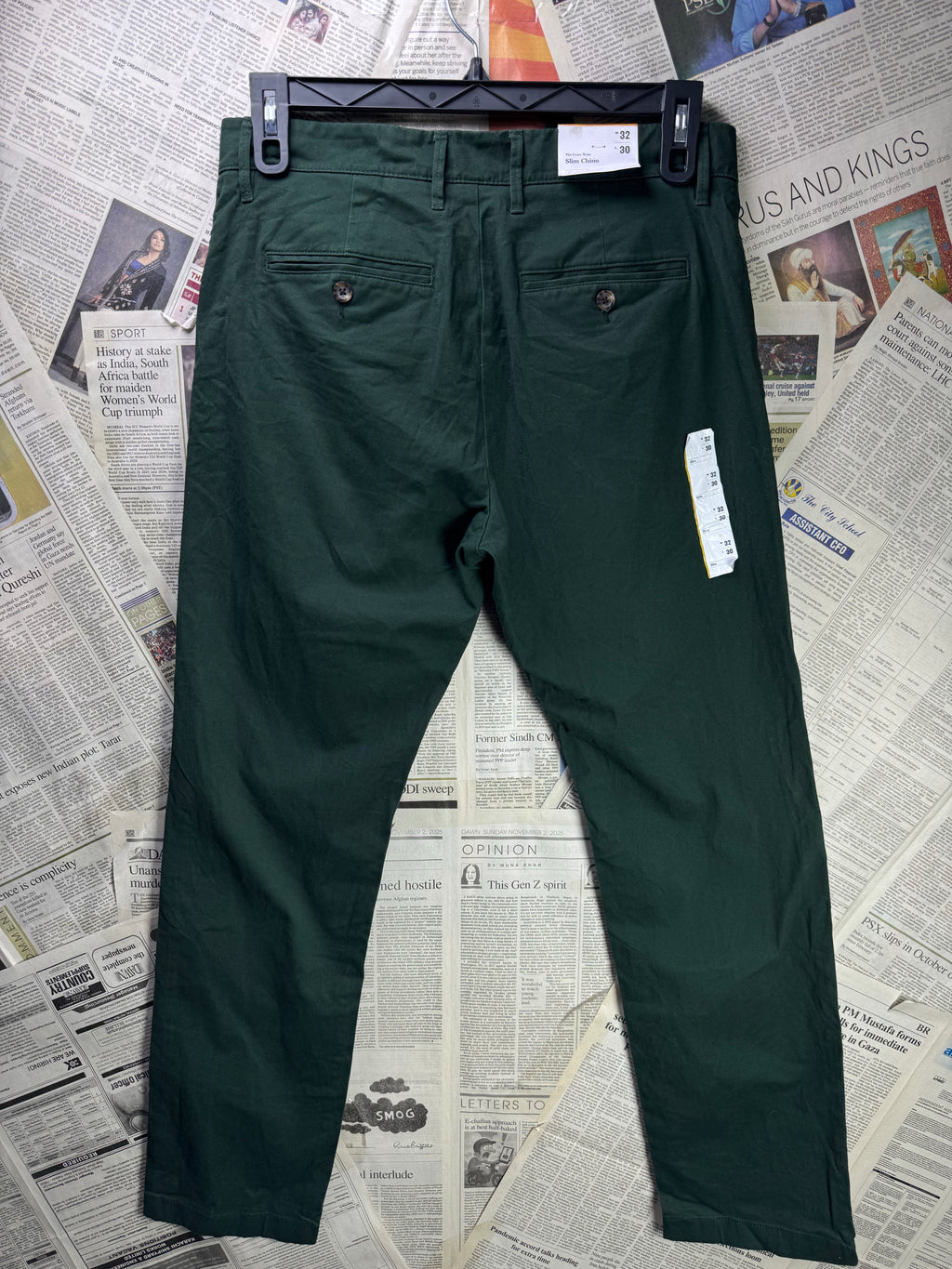 Goodfellow® Waist: 32" | Dark Green | Slim Fit Chino Pants | Cotton - Spandex | 1248 - Genuine Maal
