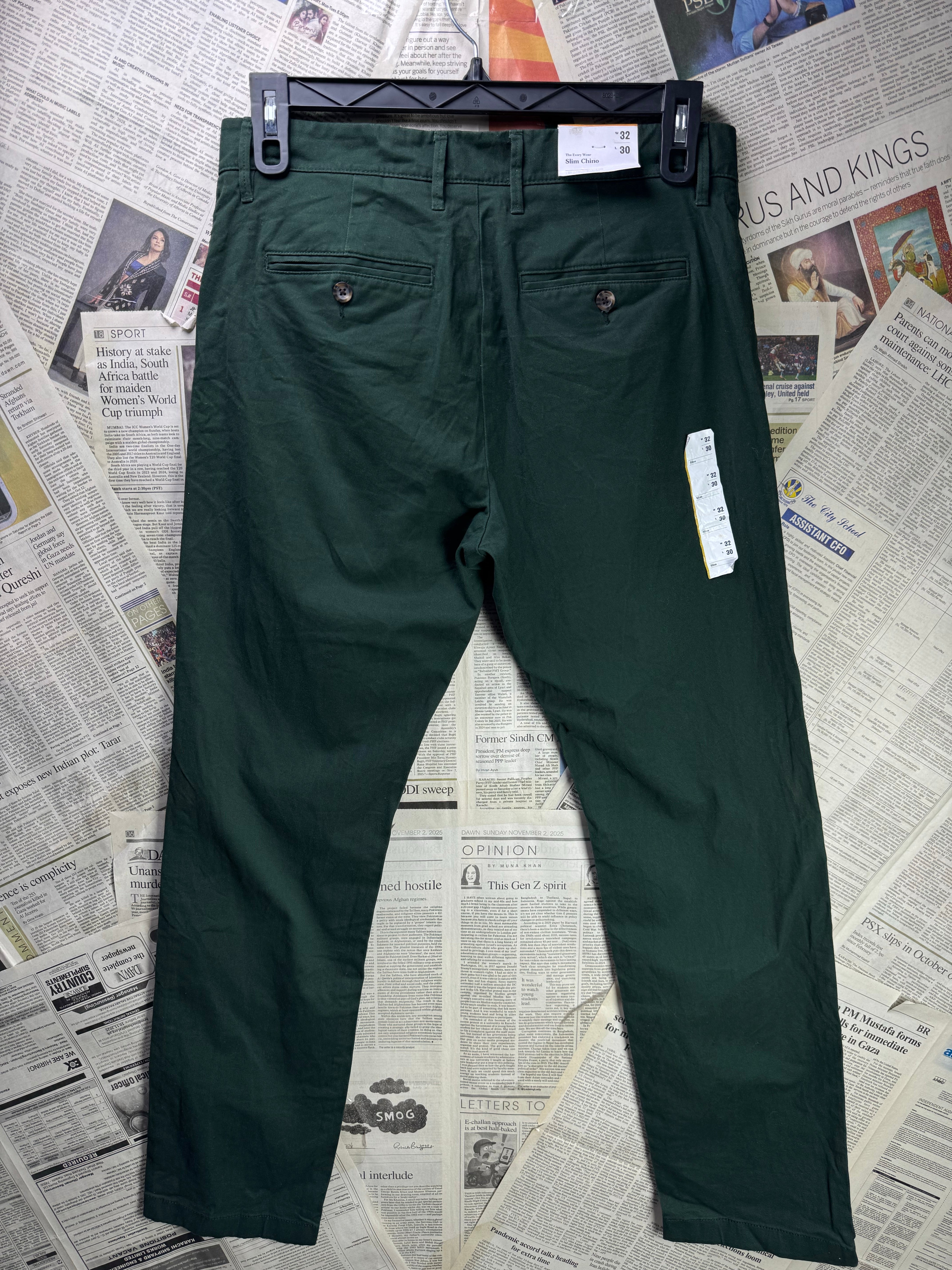 Goodfellow® Waist: 32" | Dark Green | Slim Fit Chino Pants | Cotton - Spandex | 1248 - Genuine Maal