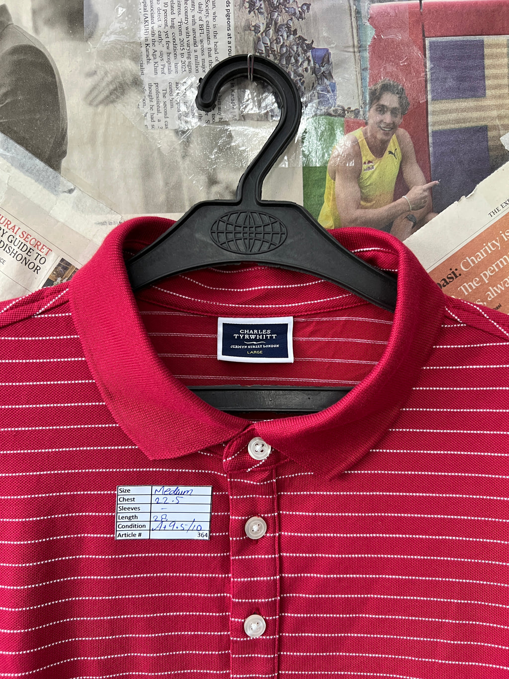Charles Tyrwhitt® Medium | Chest: 22.5 | Red | Polo | 364 - Genuine Maal