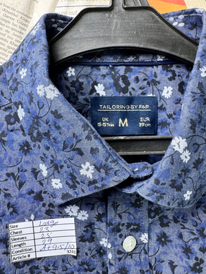 F&F® Large | Chest: 23" | Blue Floral Print | Shirt | Cotton - Poly | 3241 - Genuine Maal