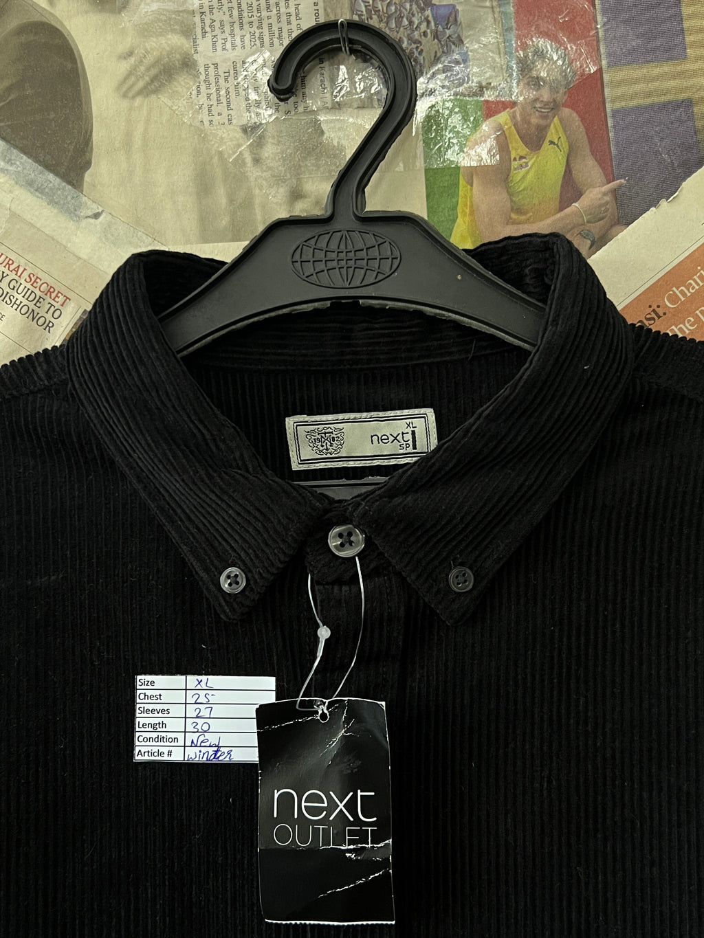 Next® XL | Chest: 25" | Black Corduroy | Shirt | Winter | - Genuine Maal