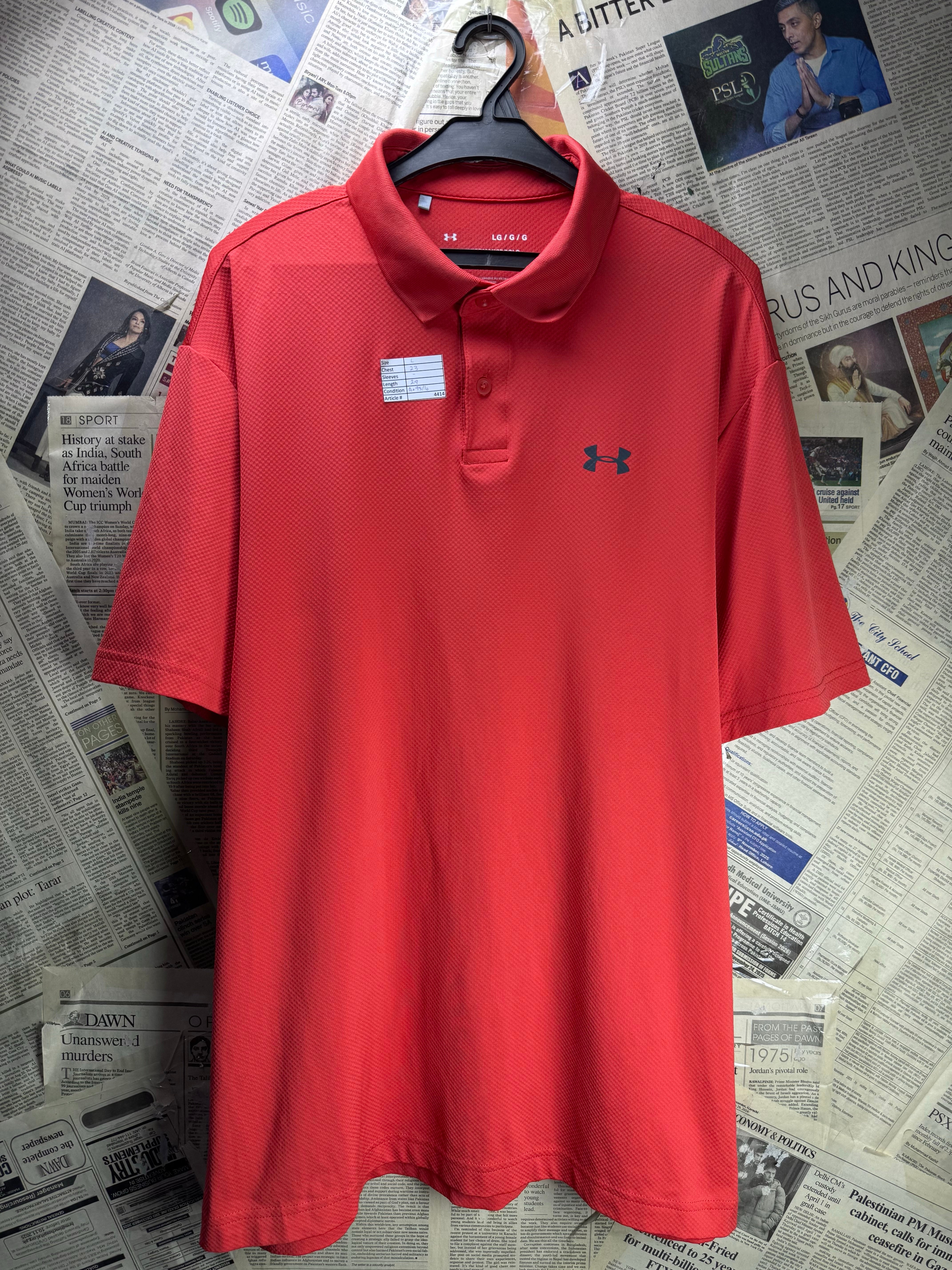 Under Armo*r® Large | Chest: 23" | Red | Golf Polo | Poly - Elastane | 4414 - Genuine Maal