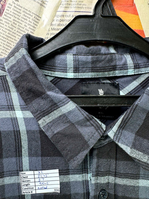 Junk Food® XL | Chest: 25.5" | Space Blue Check | Shirt | Viscose - Cotton | 3243 - Genuine Maal