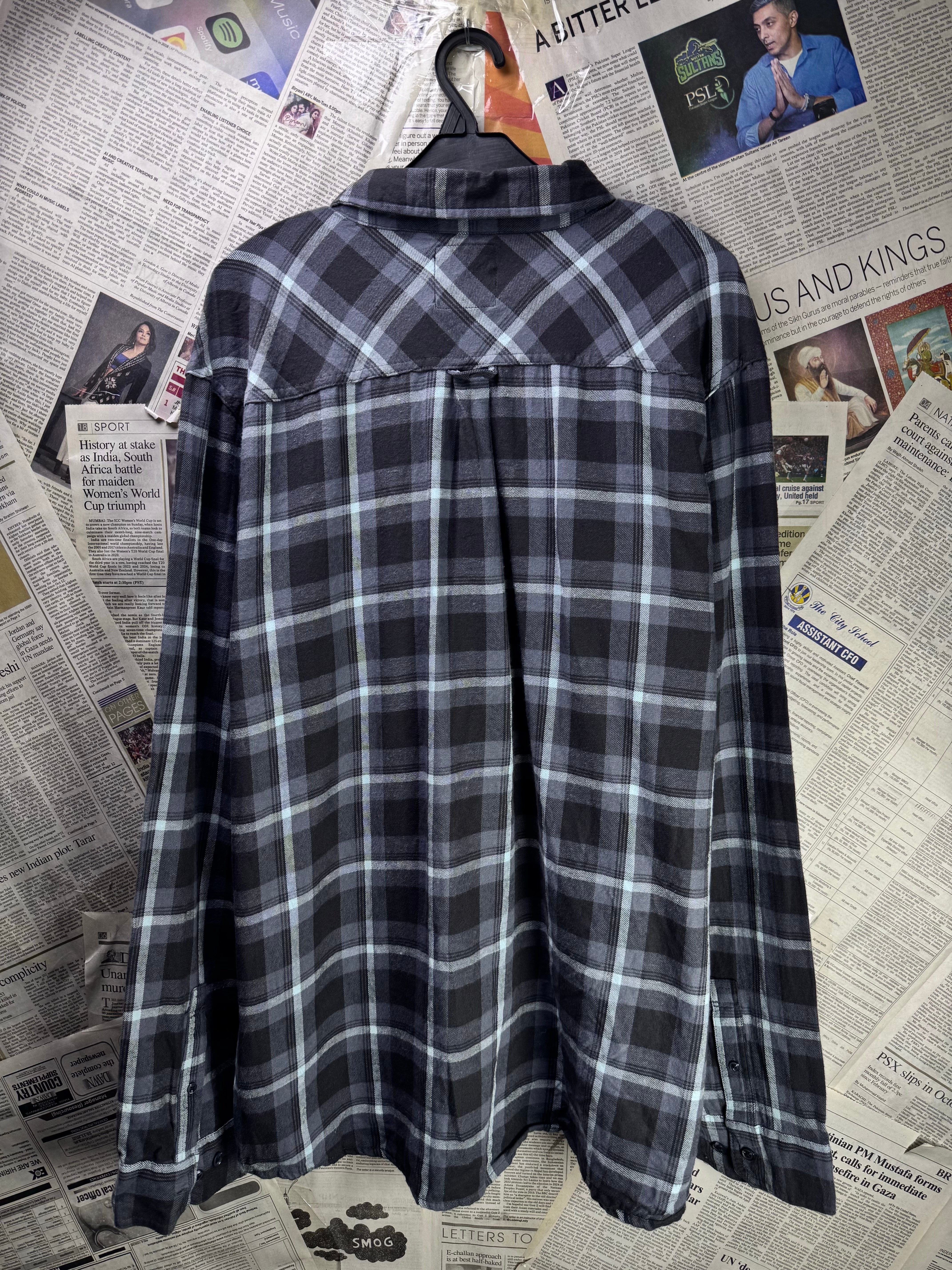 Junk Food® XL | Chest: 25.5" | Space Blue Check | Shirt | Viscose - Cotton | 3243 - Genuine Maal