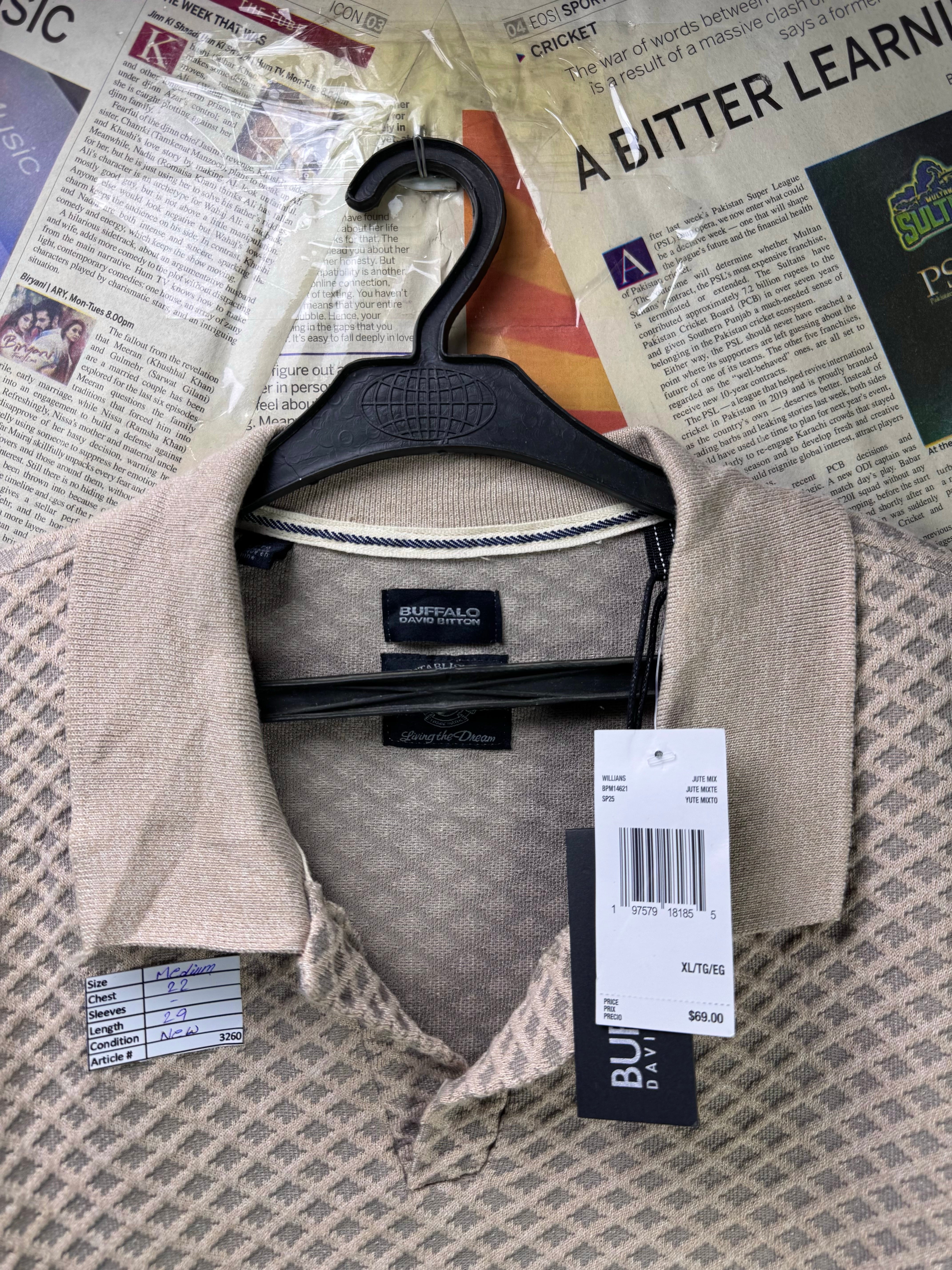 Buffalo® Medium | Chest: 22" | Brown | Knit Polo | Poly | 3260 - Genuine Maal