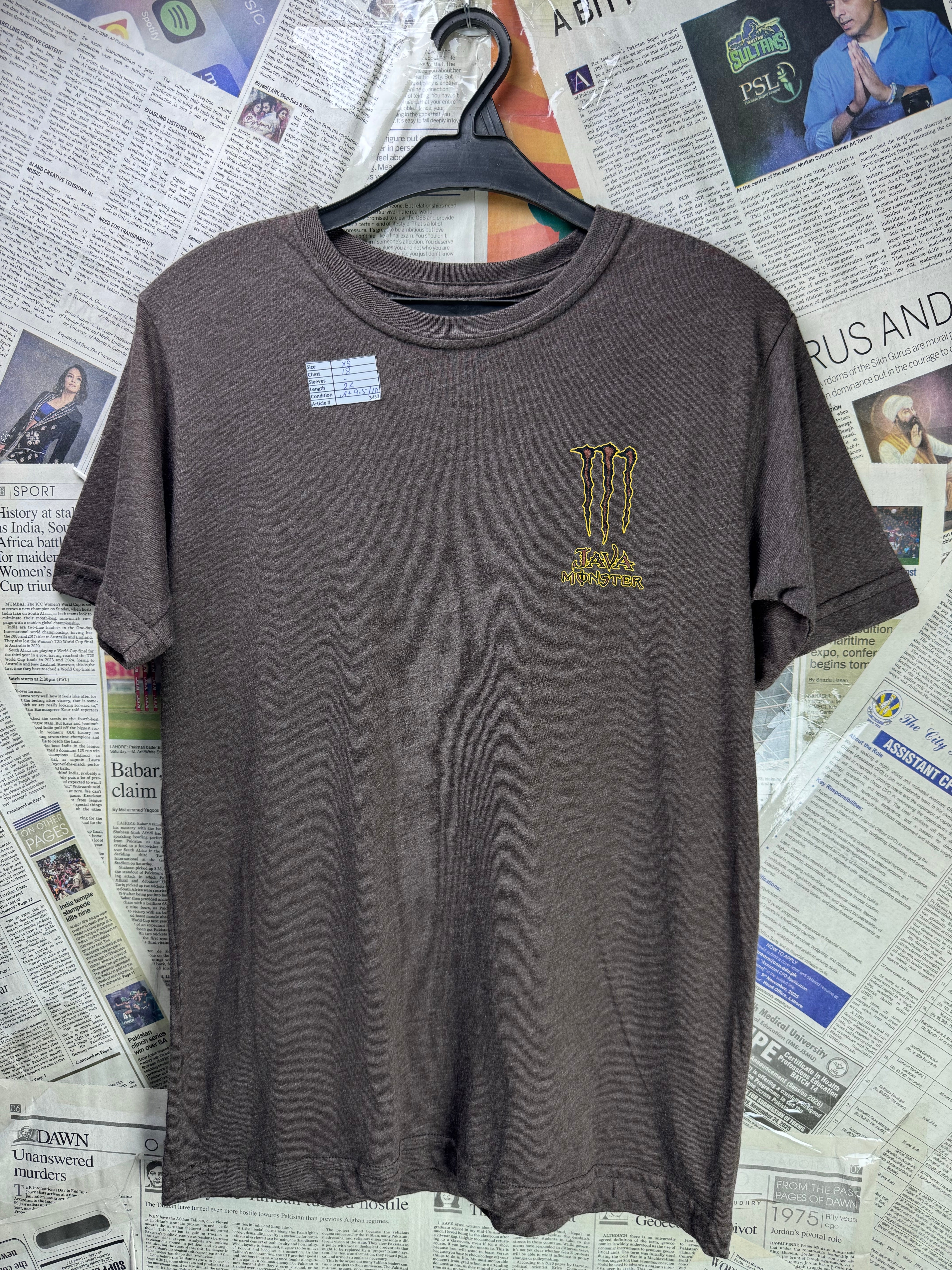 Monsters® XS | Chest: 18" | Brown | T-Shirt | Cotton - Poly | 3453 - Genuine Maal