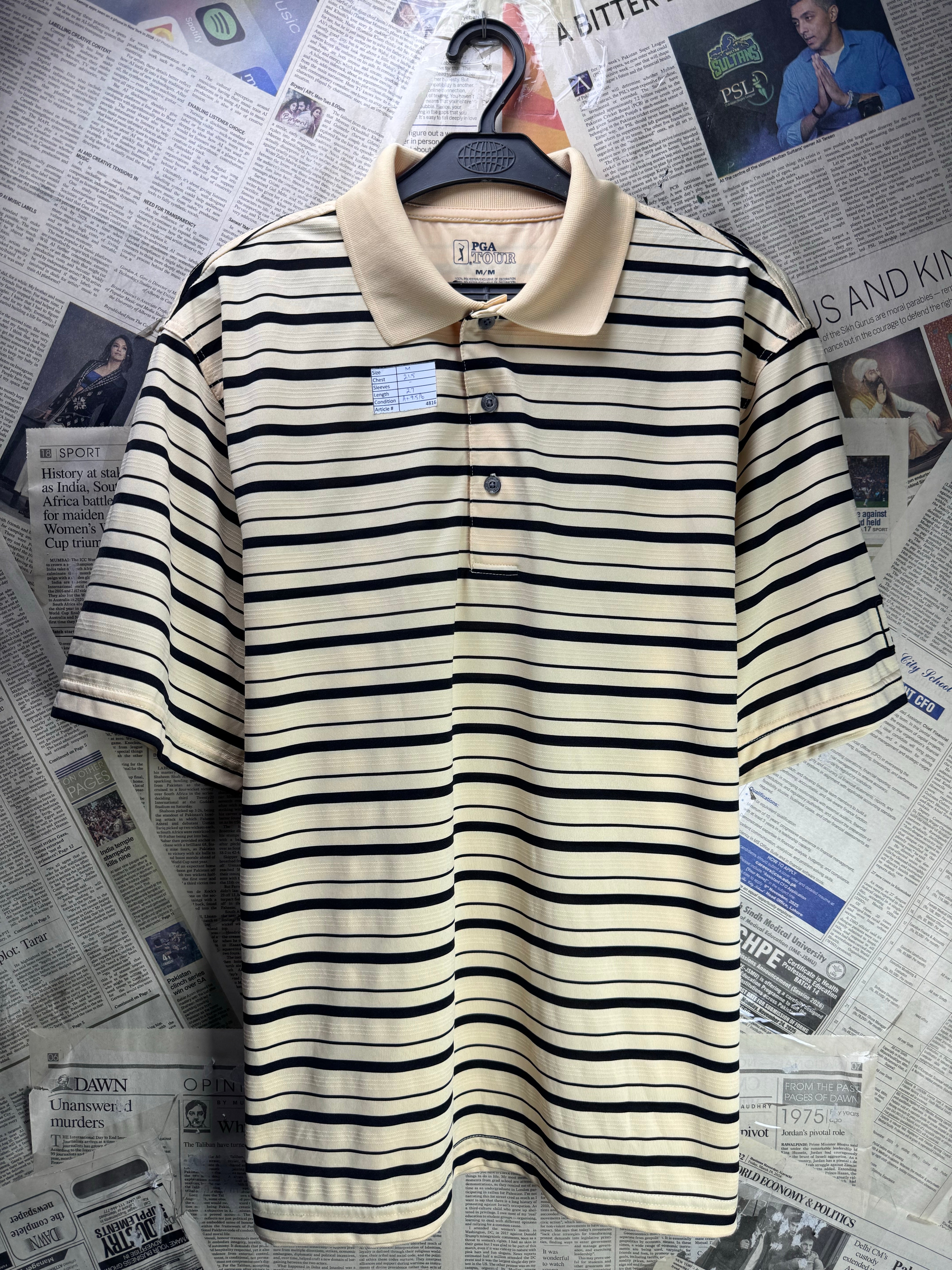 PGA Tour® Medium | Chest: 21.5" | Stripes | Golf Polo | Polyester | 4816 - Genuine Maal