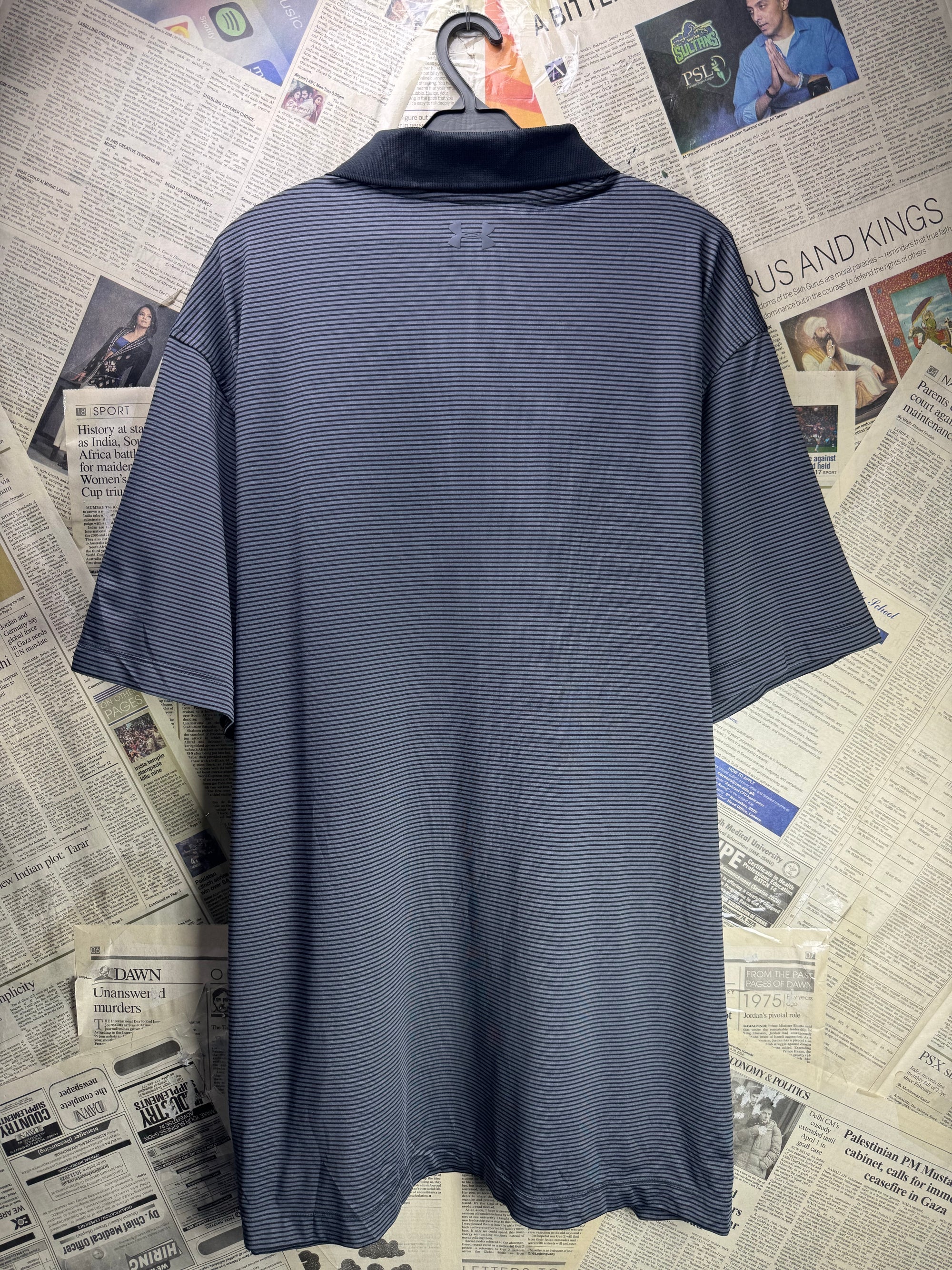 Under Armo*r® XL | Chest: 25" | Stripes | Golf Polo | Poly - Elastane | 4818 - Genuine Maal