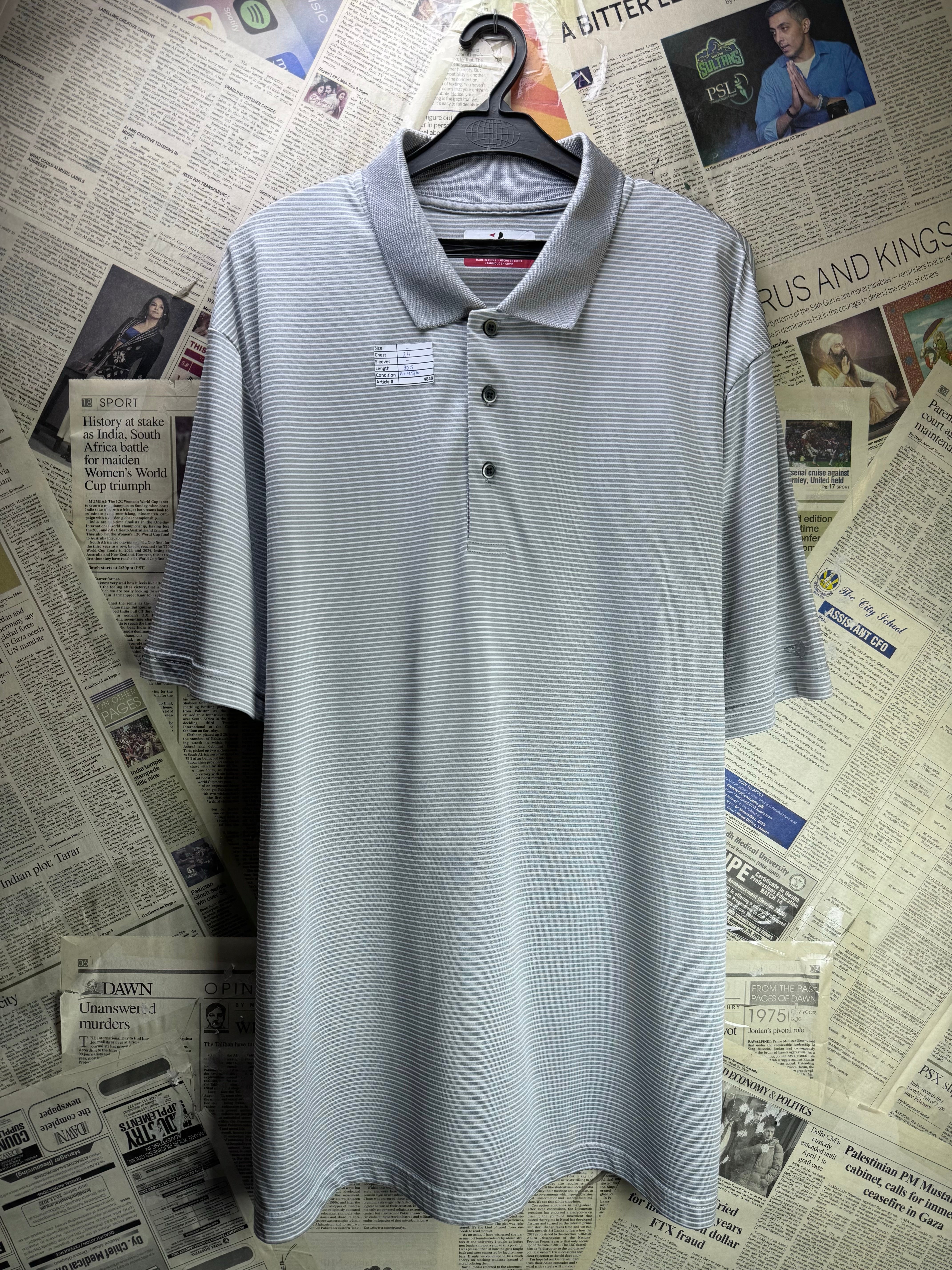Grandslam® Large | Chest: 24" | Stripes | Golf Polo | Polyester | 4849 - Genuine Maal