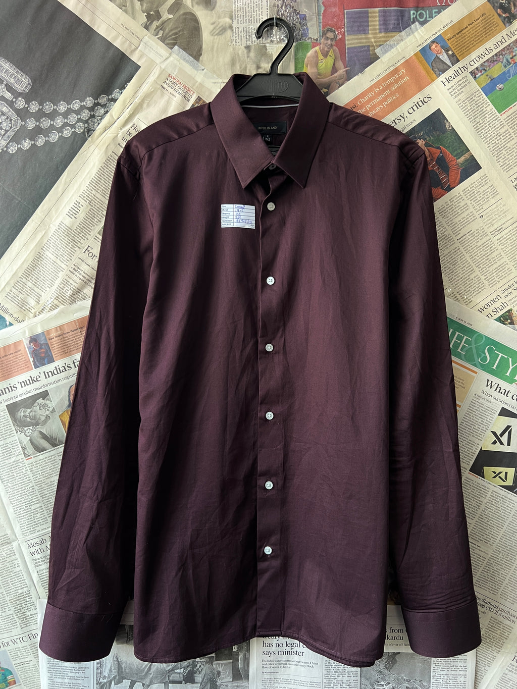River Island® Small | Chest: 19.5" | Chocolate Brown | Shirt | 419 - Genuine Maal