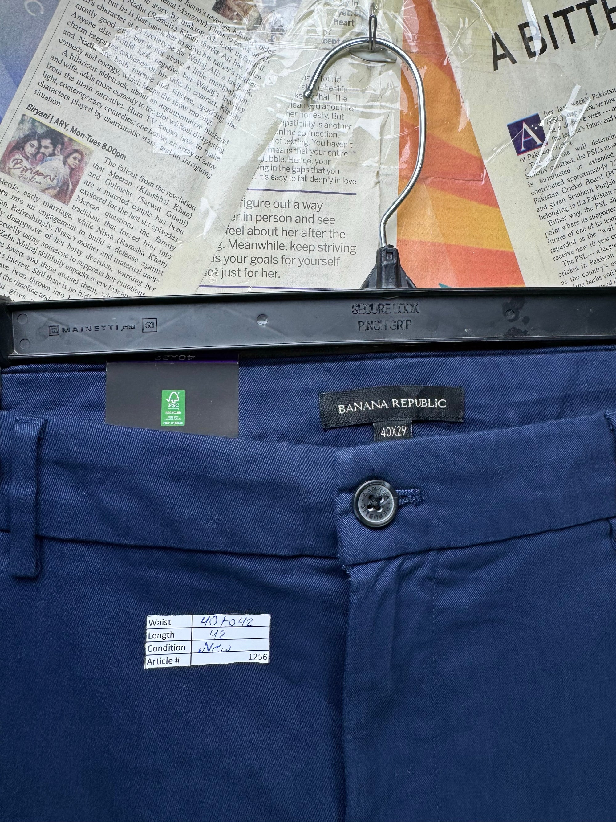 Banana Republic® Waist: 40" to 42" | Blue | Chino Pants | Cotton - Elastane | 1256 - Genuine Maal