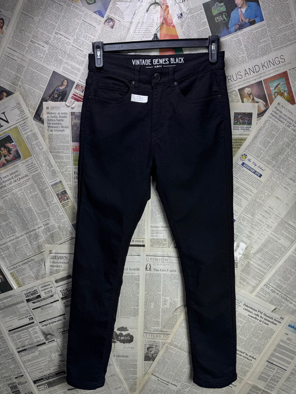 VGB® Waist: 28" | Black | Slim Fit Denim Pants | Cotton - Poly - Elastane | 1250 - Genuine Maal