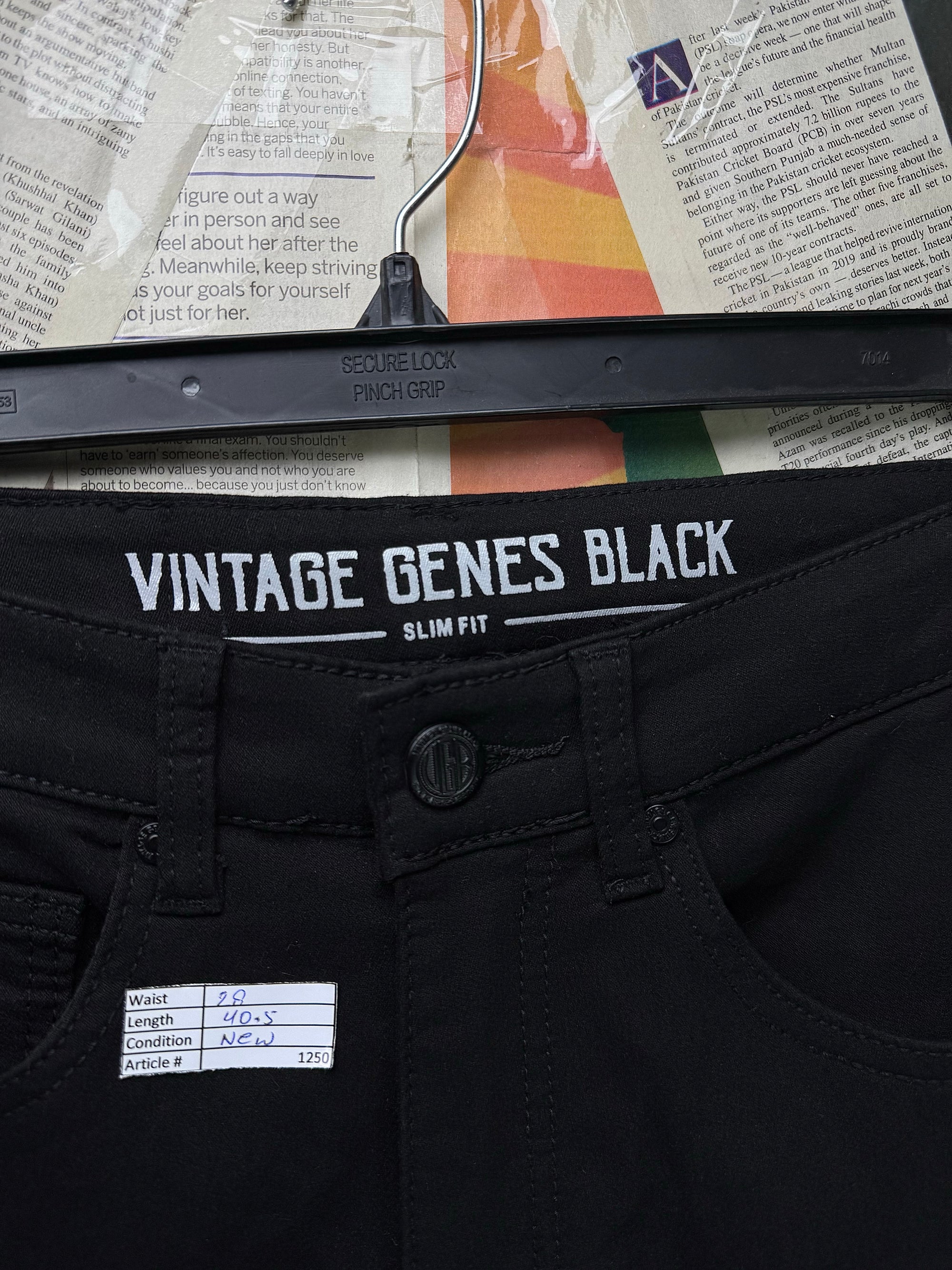 VGB® Waist: 28" | Black | Slim Fit Denim Pants | Cotton - Poly - Elastane | 1250 - Genuine Maal
