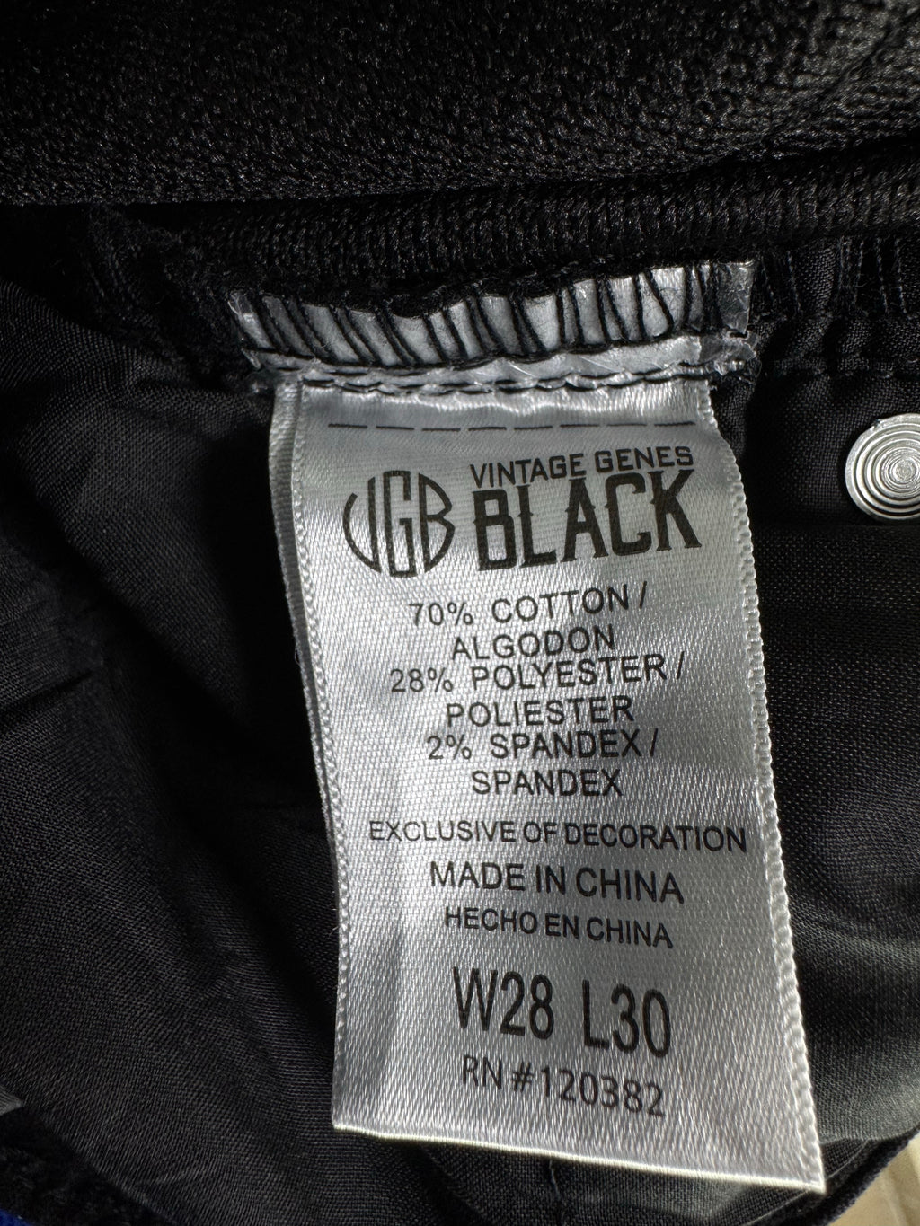 VGB® Waist: 28" | Black | Slim Fit Denim Pants | Cotton - Poly - Elastane | 1250 - Genuine Maal