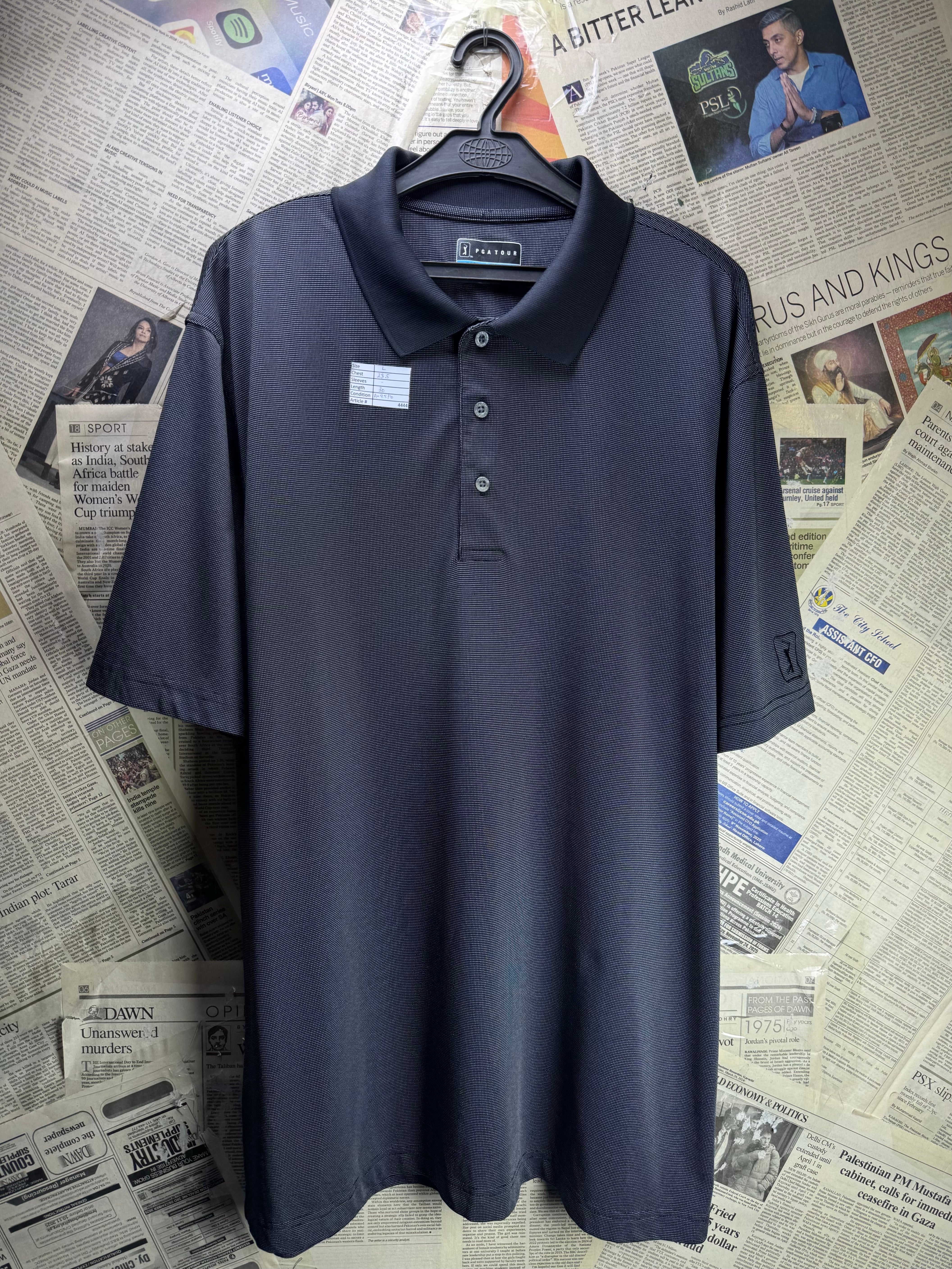 PGA Tour® Large | Chest: 23.5" | Green | Golf Polo | Polyester | 4444 - Genuine Maal