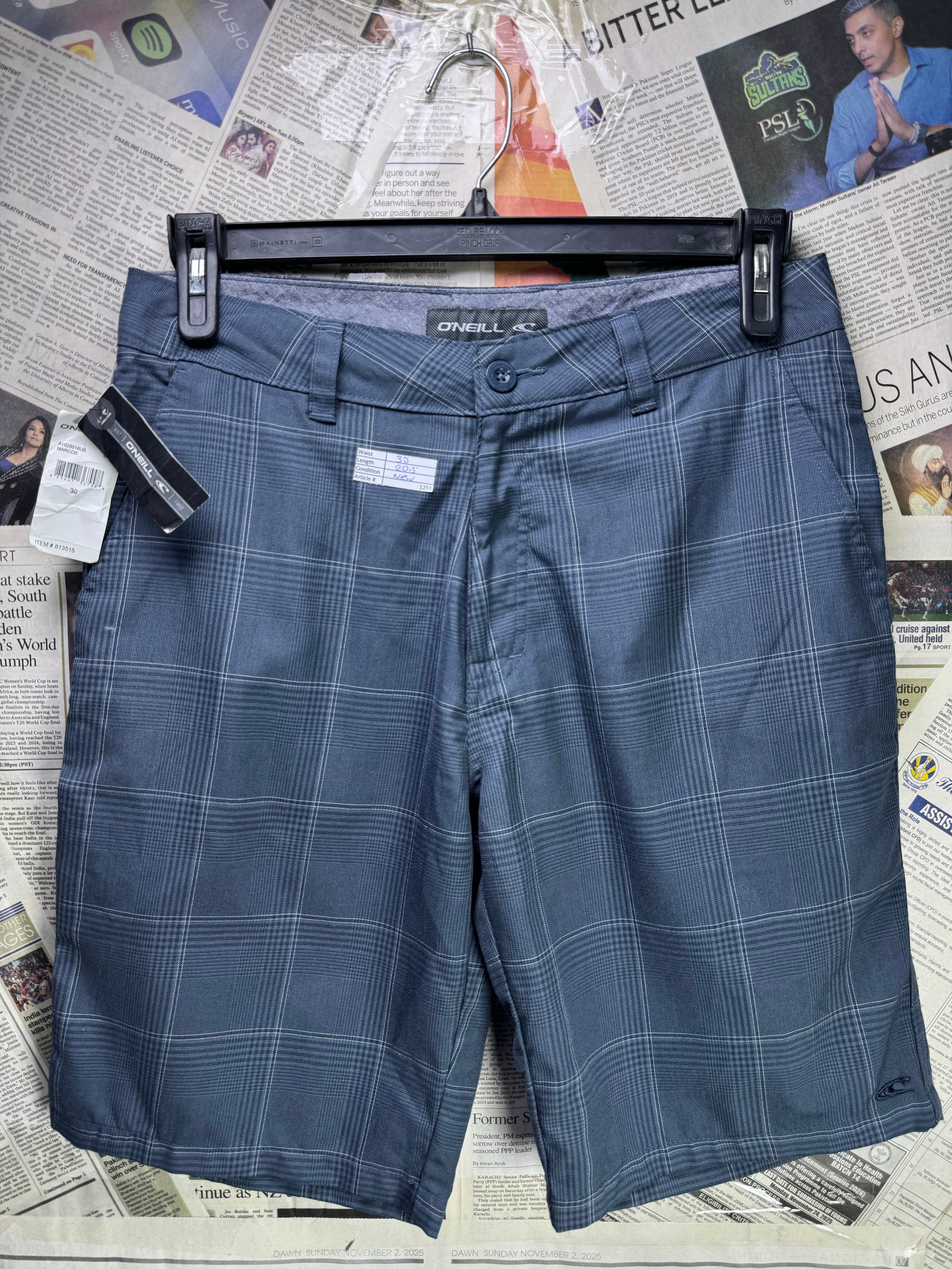 O'Neill® Waist: 30" | Grey Check | Golf Shorts | Poly - Viscose | 1258 - Genuine Maal