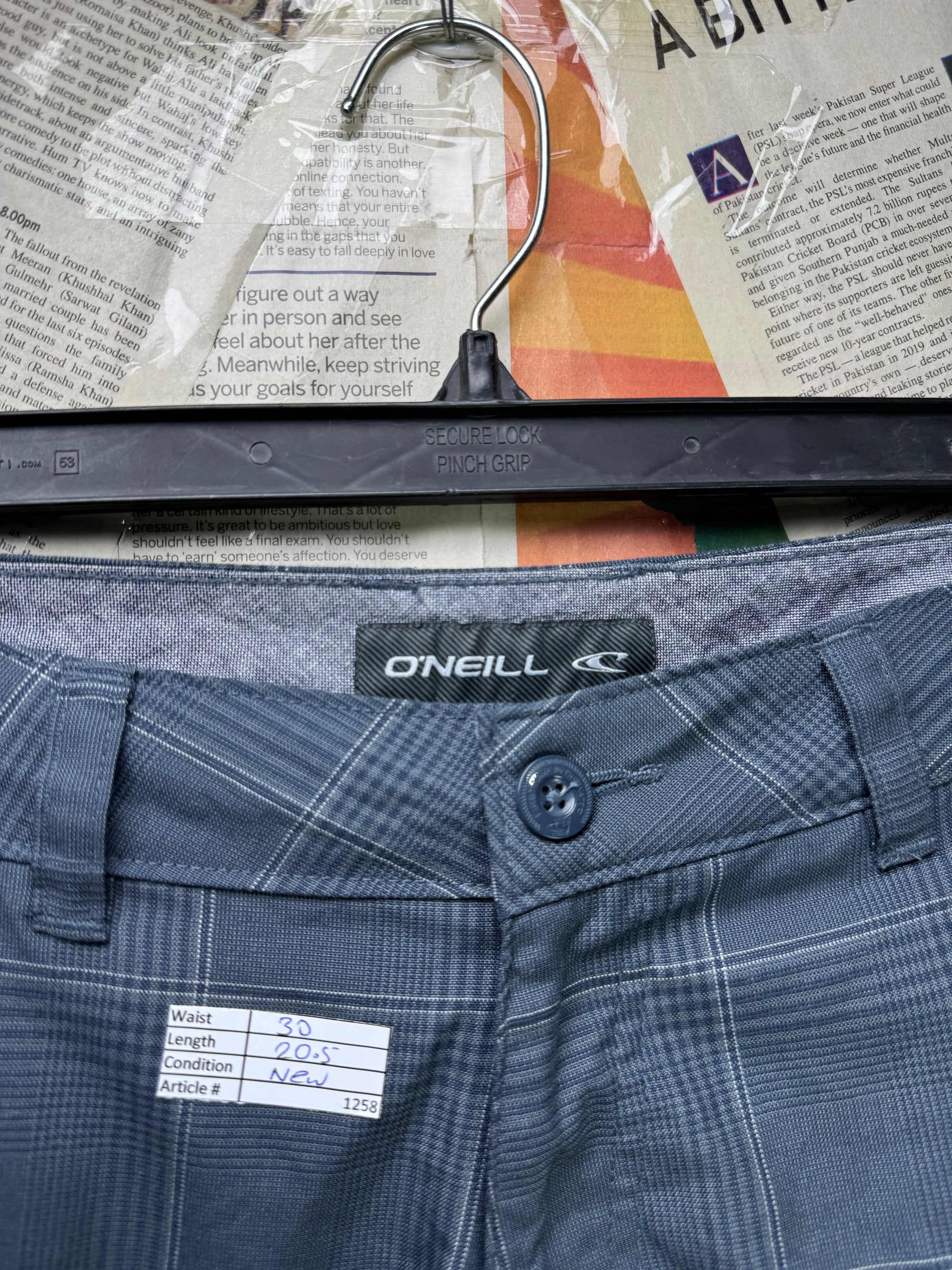 O'Neill® Waist: 30" | Grey Check | Golf Shorts | Poly - Viscose | 1258 - Genuine Maal